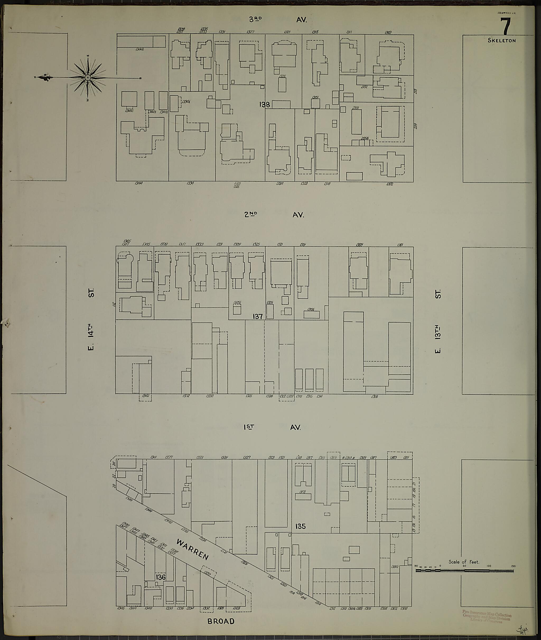 This old map of Columbus, Muscogee County, Georgia was created by Sanborn Map Company in 1907