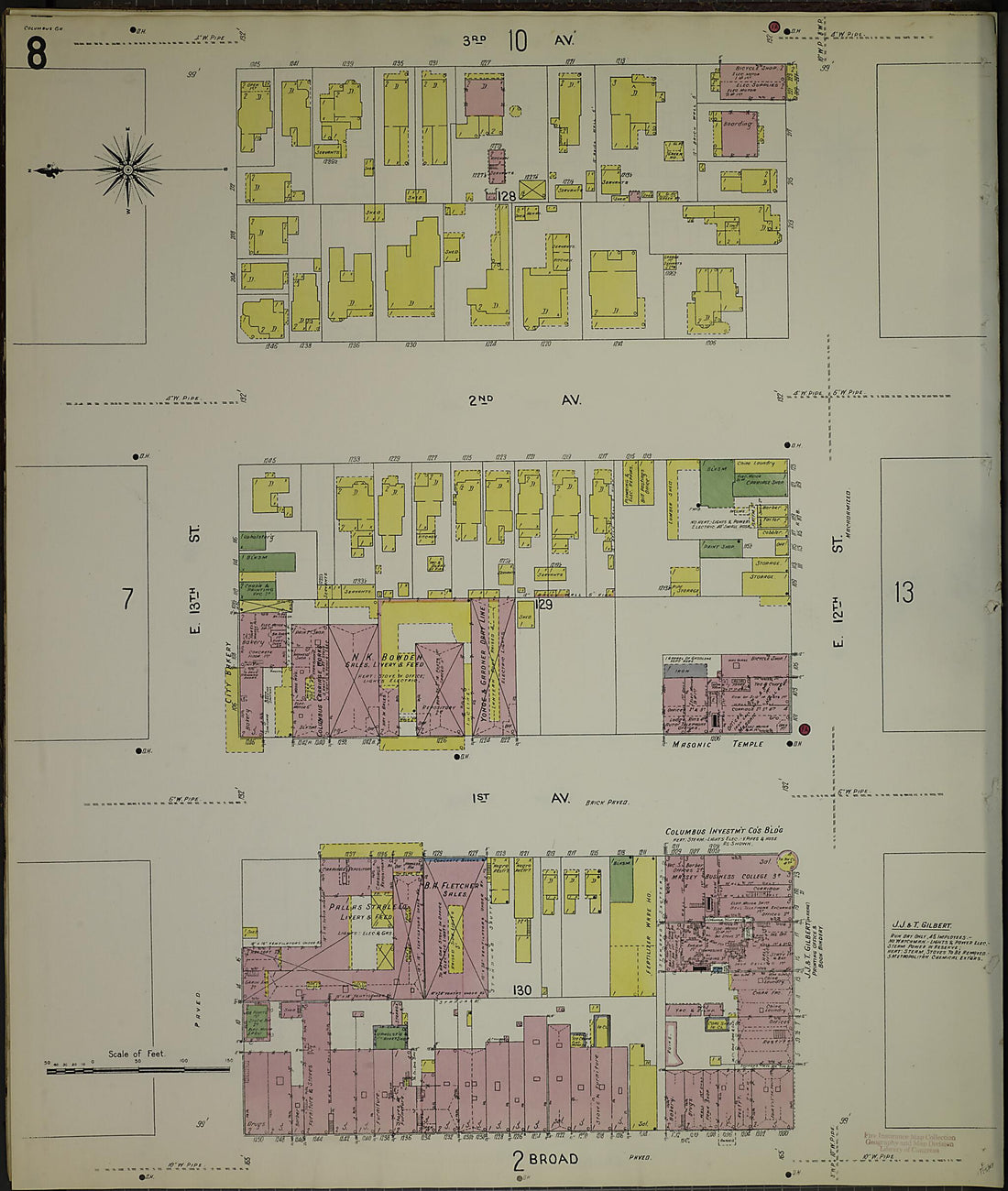 This old map of Columbus, Muscogee County, Georgia was created by Sanborn Map Company in 1907