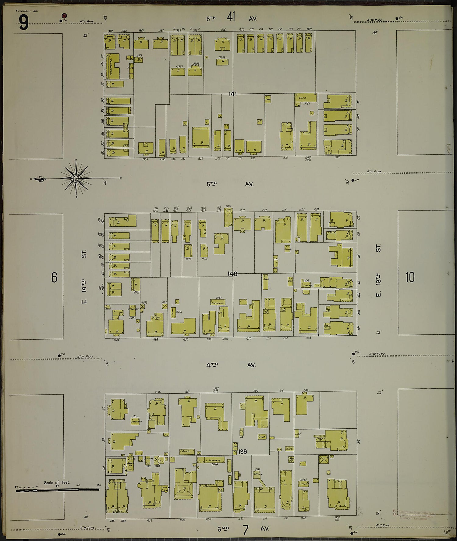 This old map of Columbus, Muscogee County, Georgia was created by Sanborn Map Company in 1907