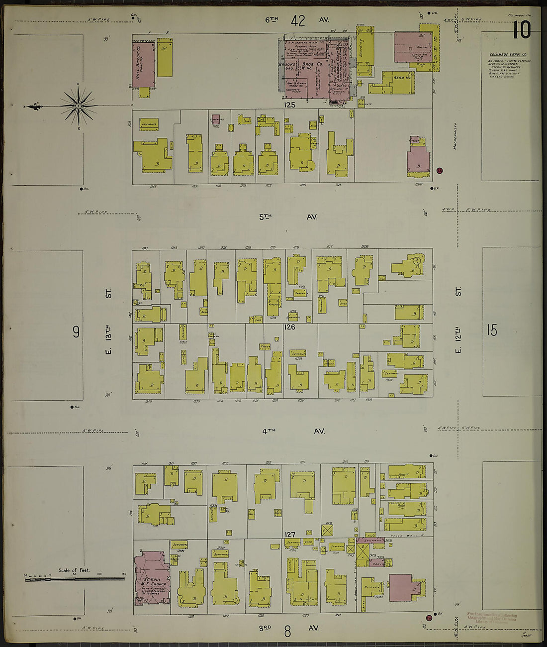 This old map of Columbus, Muscogee County, Georgia was created by Sanborn Map Company in 1907