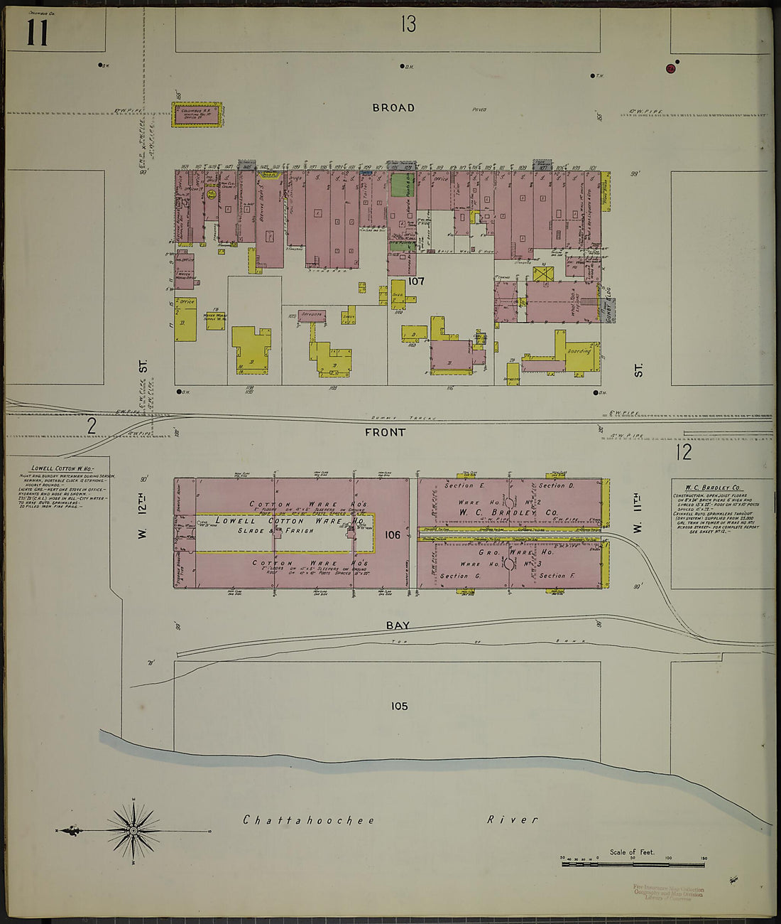 This old map of Columbus, Muscogee County, Georgia was created by Sanborn Map Company in 1907