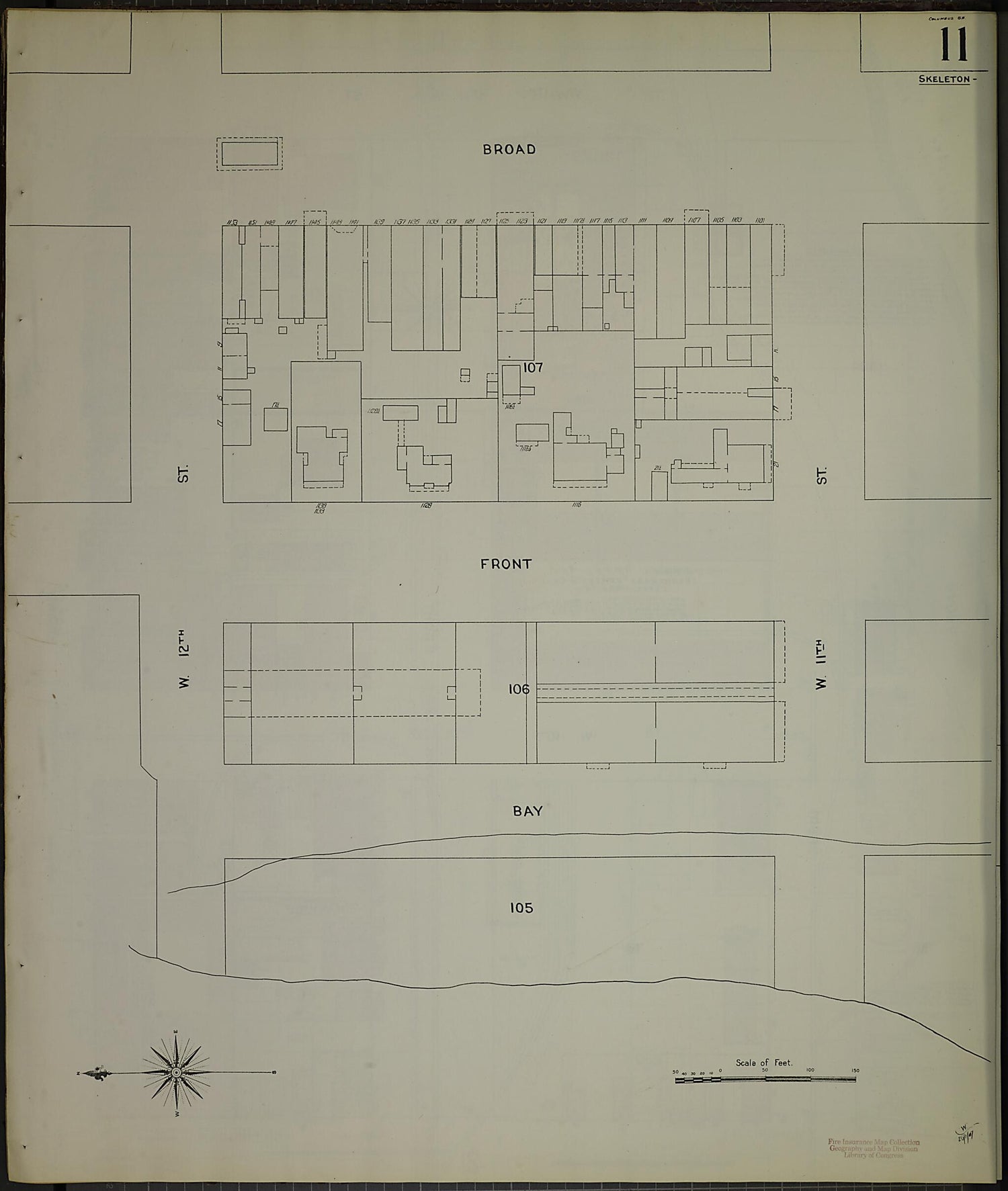 This old map of Columbus, Muscogee County, Georgia was created by Sanborn Map Company in 1907