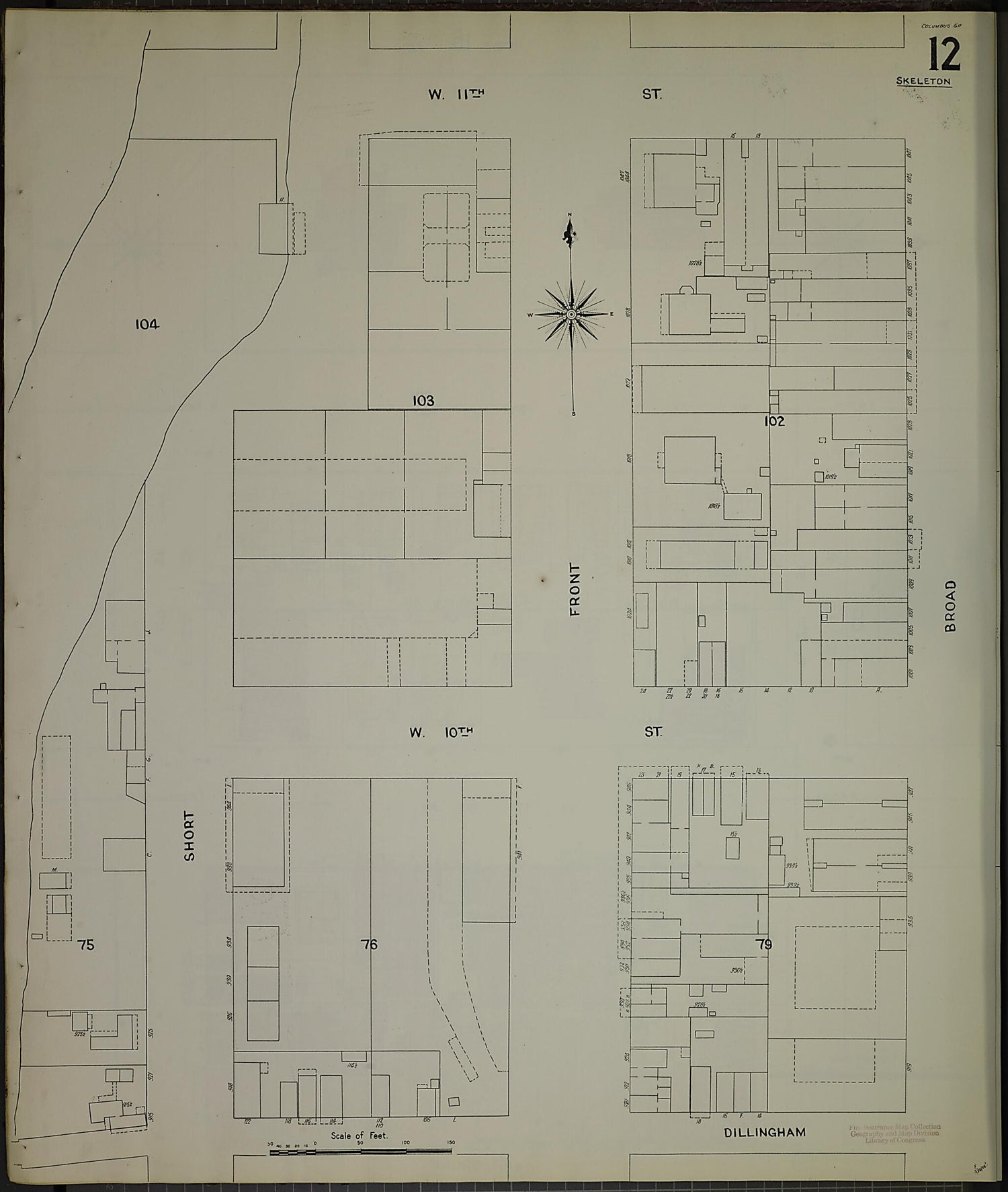 This old map of Columbus, Muscogee County, Georgia was created by Sanborn Map Company in 1907