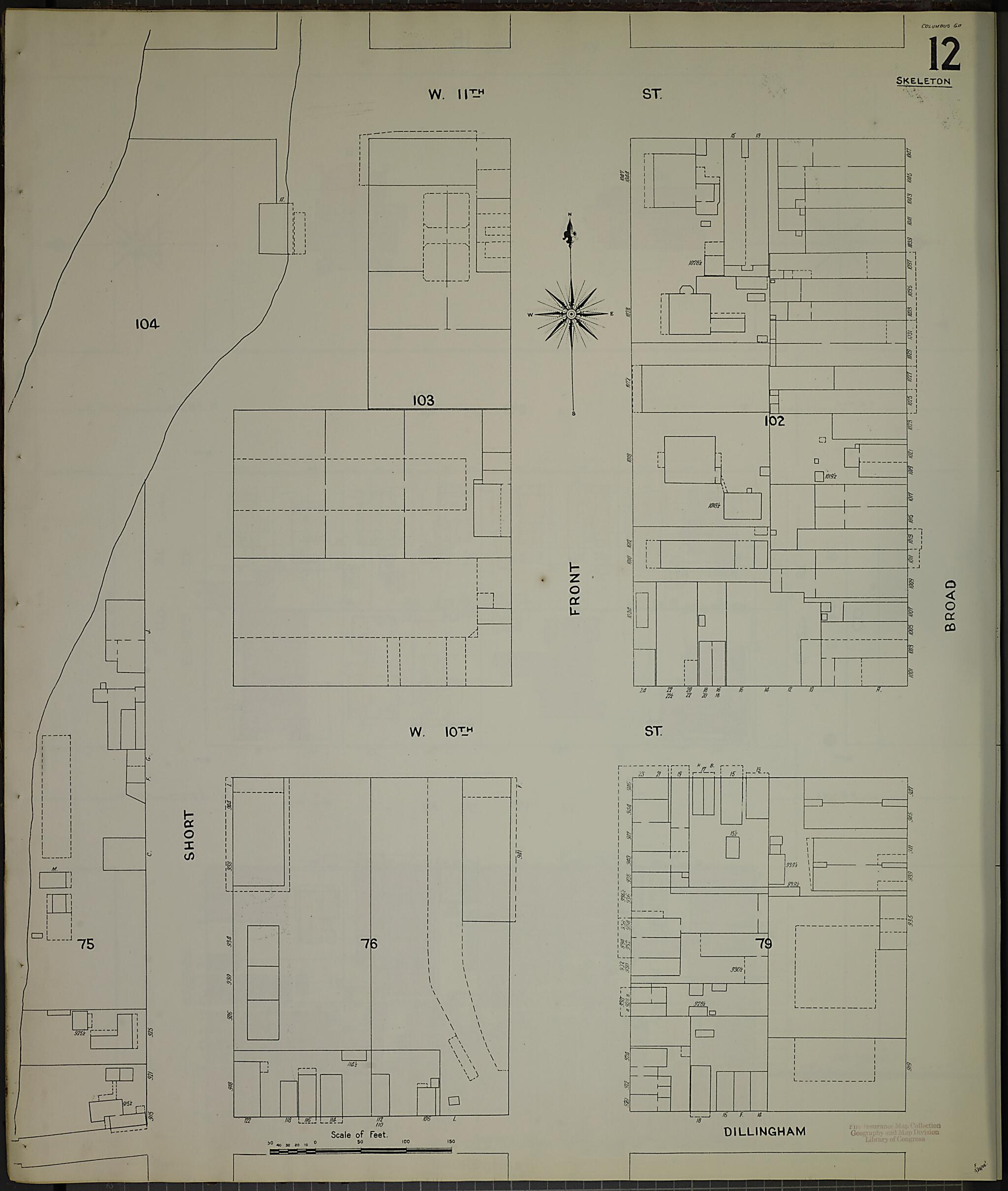 This old map of Columbus, Muscogee County, Georgia was created by Sanborn Map Company in 1907