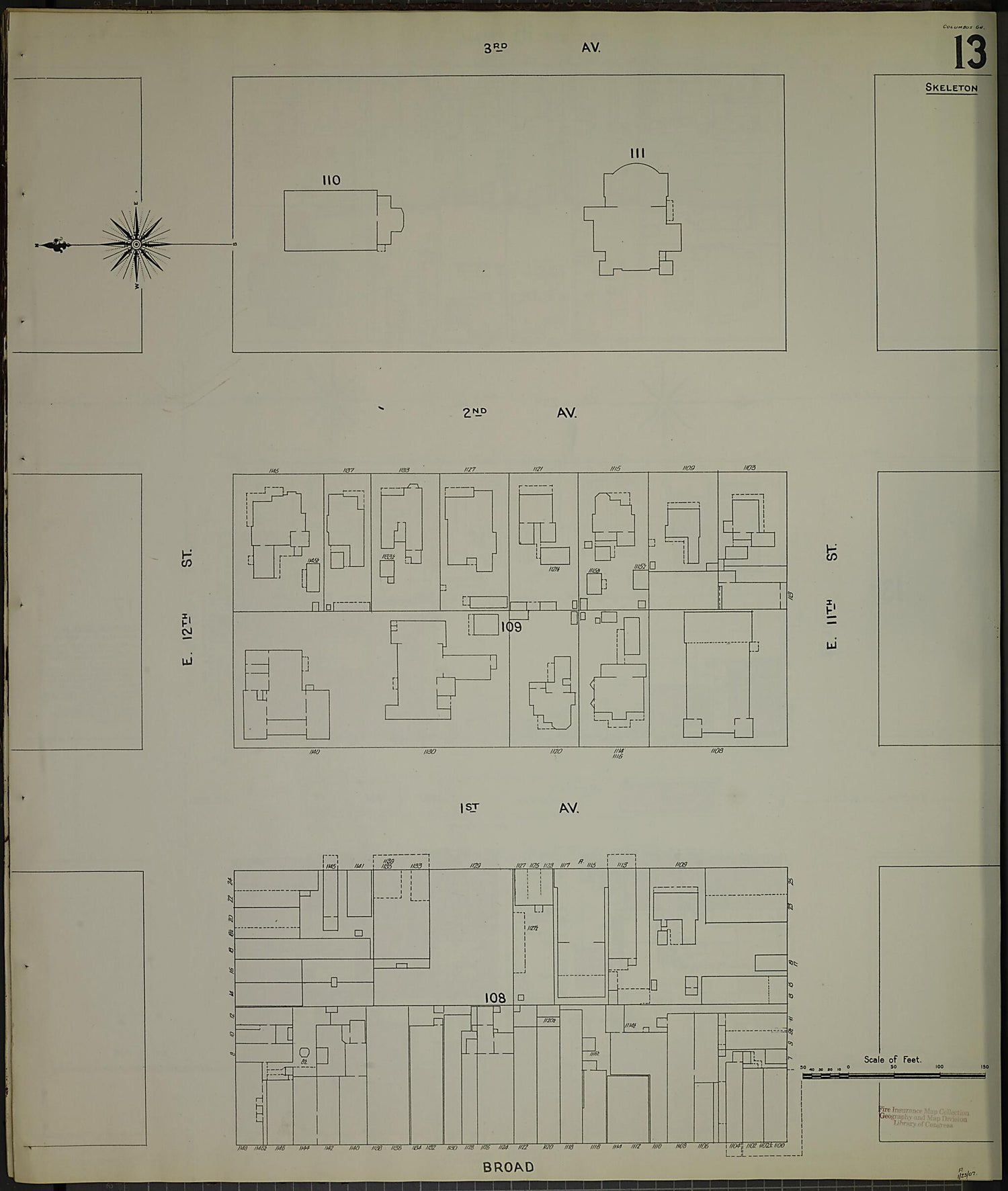 This old map of Columbus, Muscogee County, Georgia was created by Sanborn Map Company in 1907