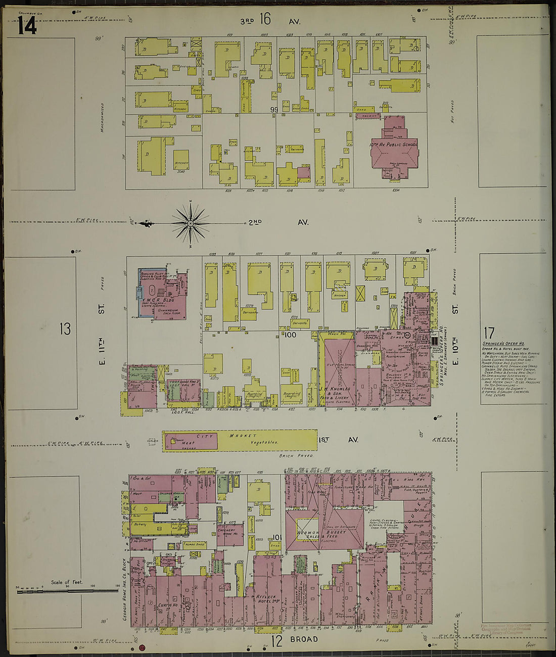 This old map of Columbus, Muscogee County, Georgia was created by Sanborn Map Company in 1907