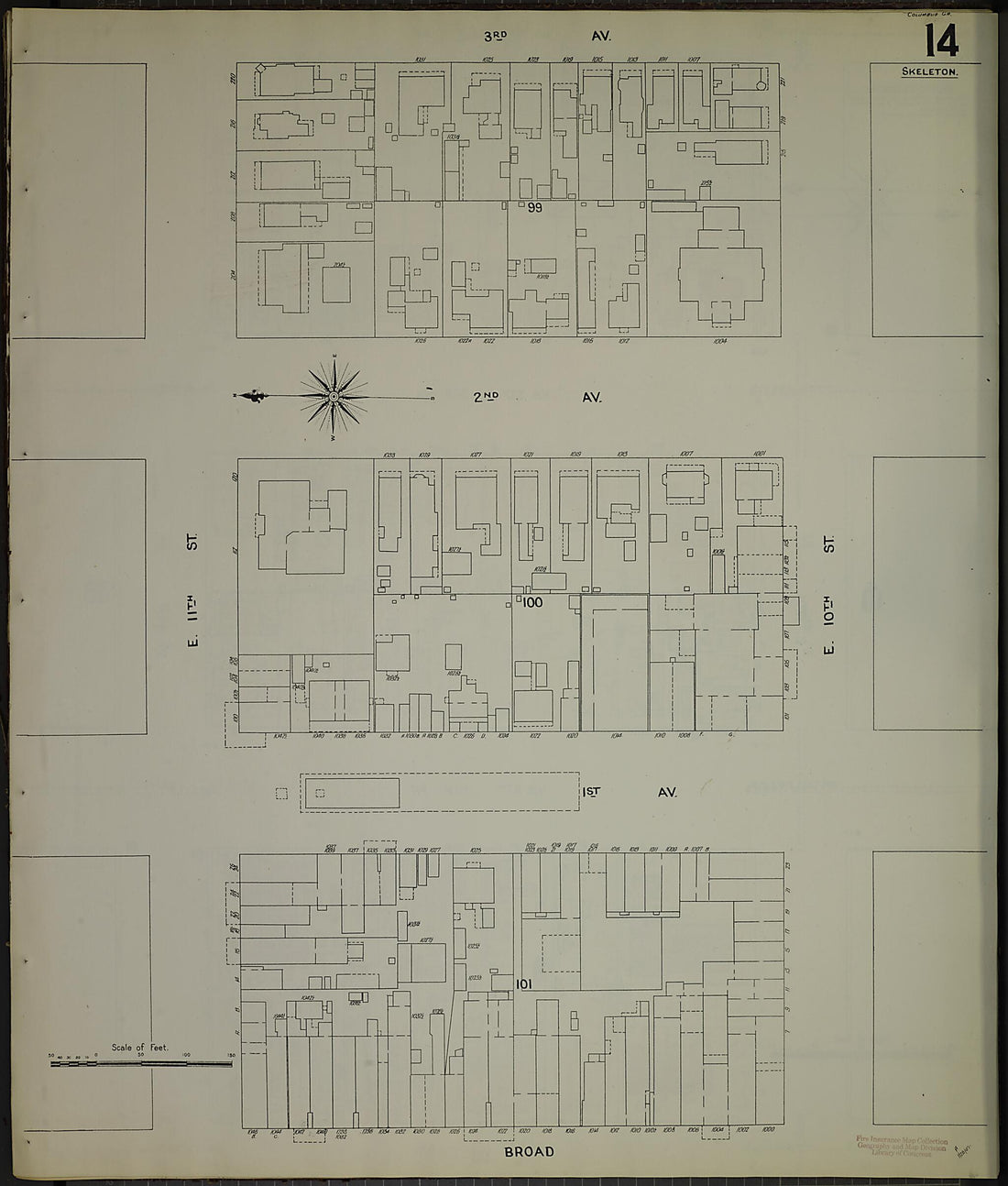 This old map of Columbus, Muscogee County, Georgia was created by Sanborn Map Company in 1907