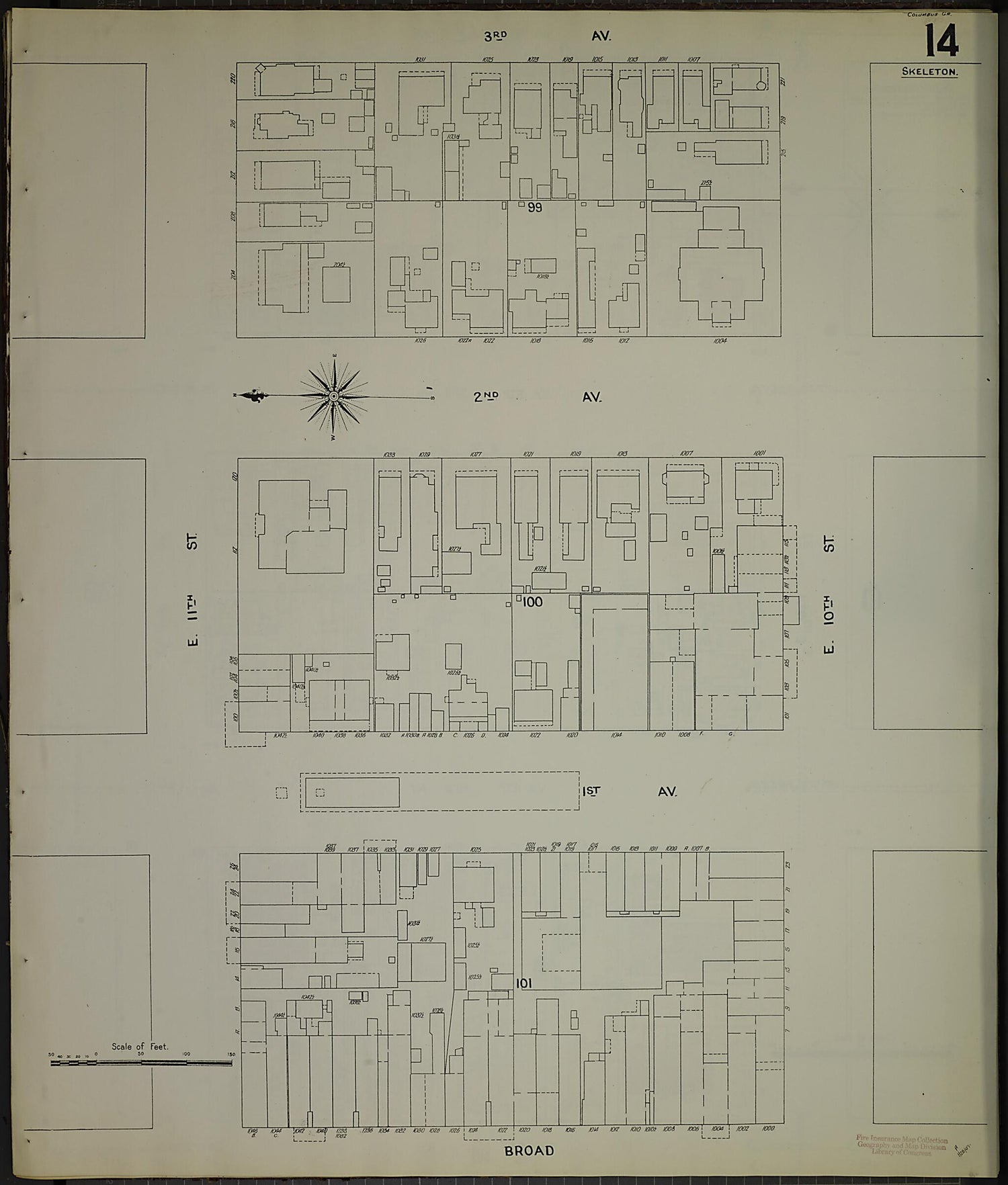 This old map of Columbus, Muscogee County, Georgia was created by Sanborn Map Company in 1907