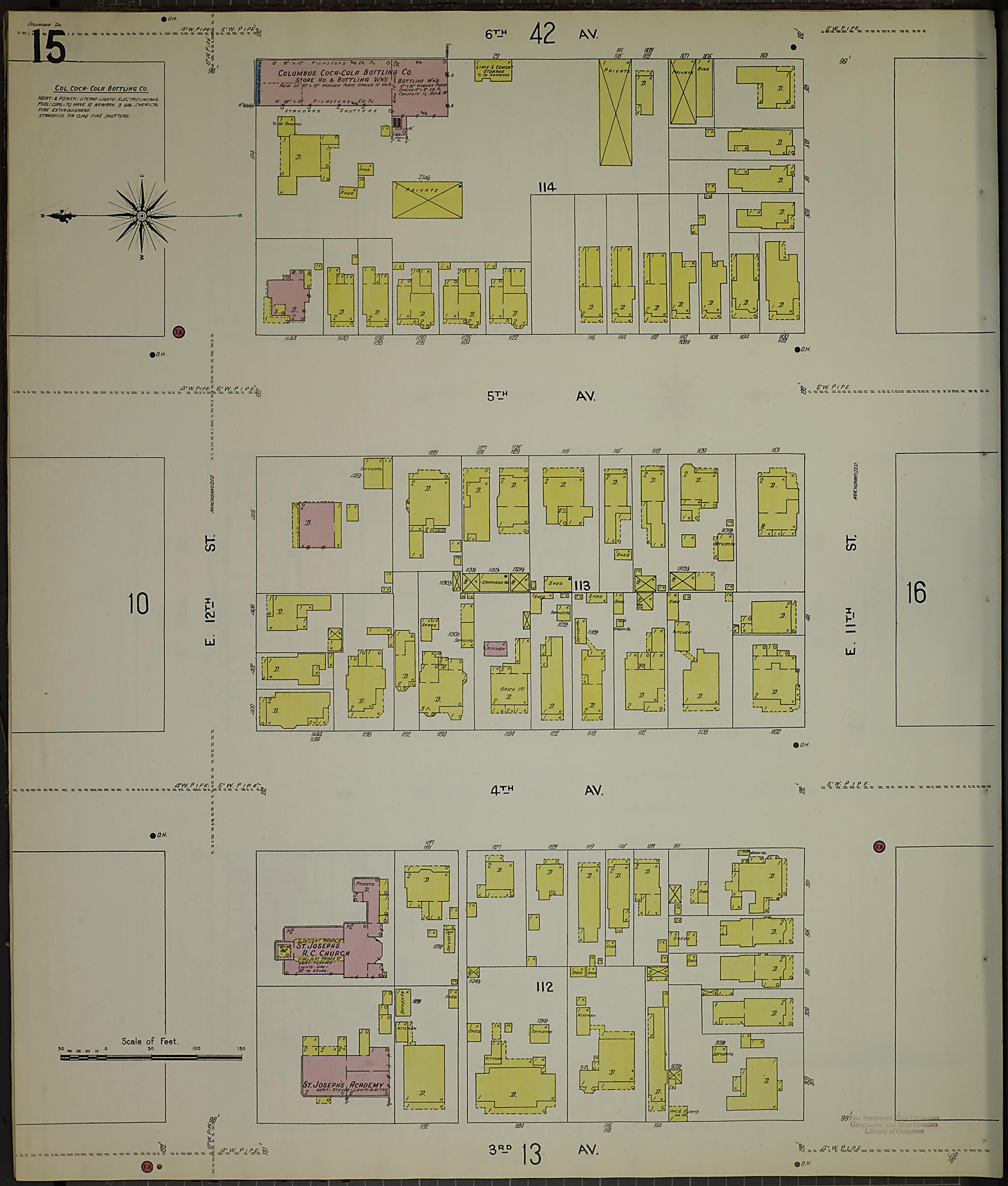 This old map of Columbus, Muscogee County, Georgia was created by Sanborn Map Company in 1907