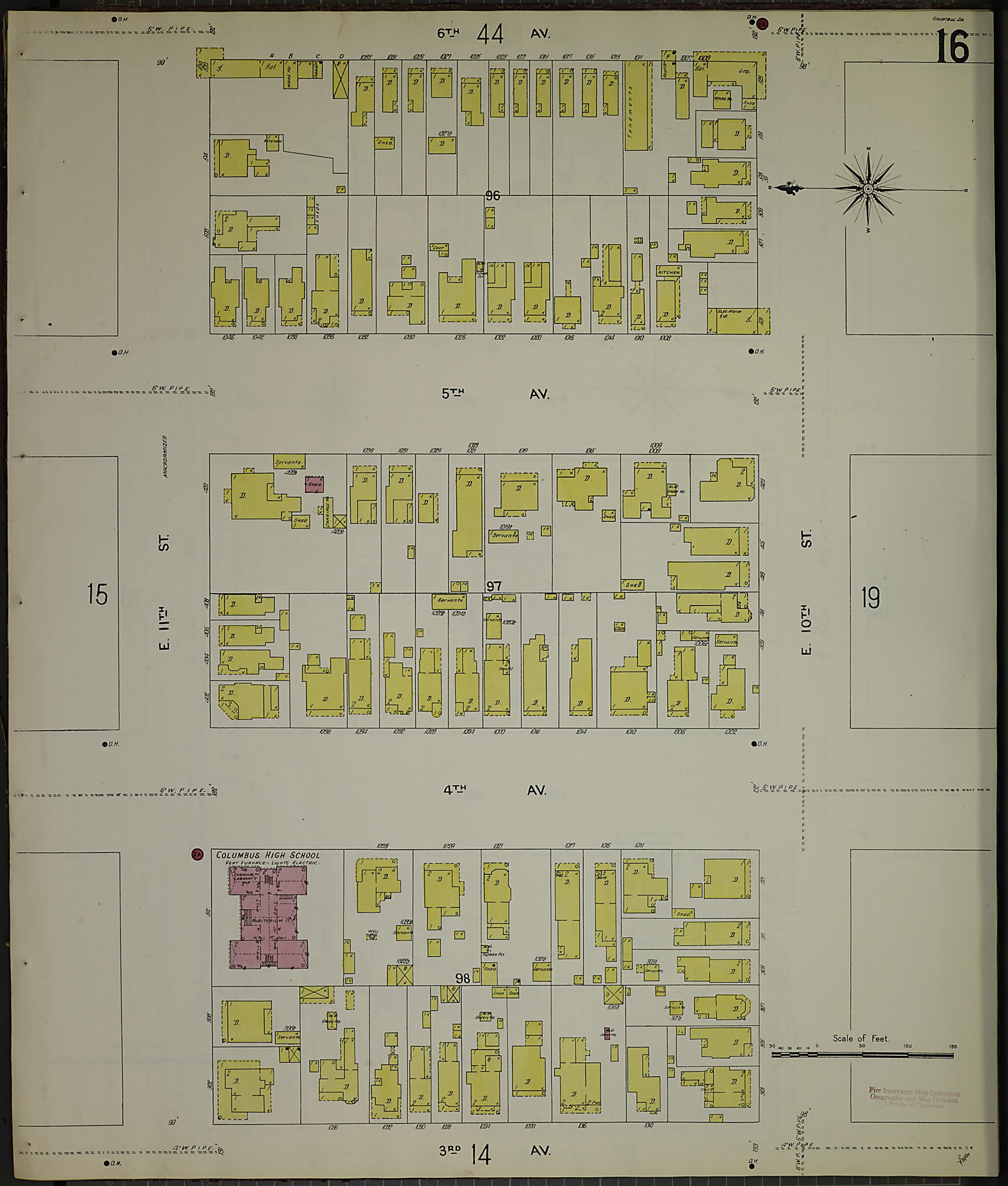 This old map of Columbus, Muscogee County, Georgia was created by Sanborn Map Company in 1907