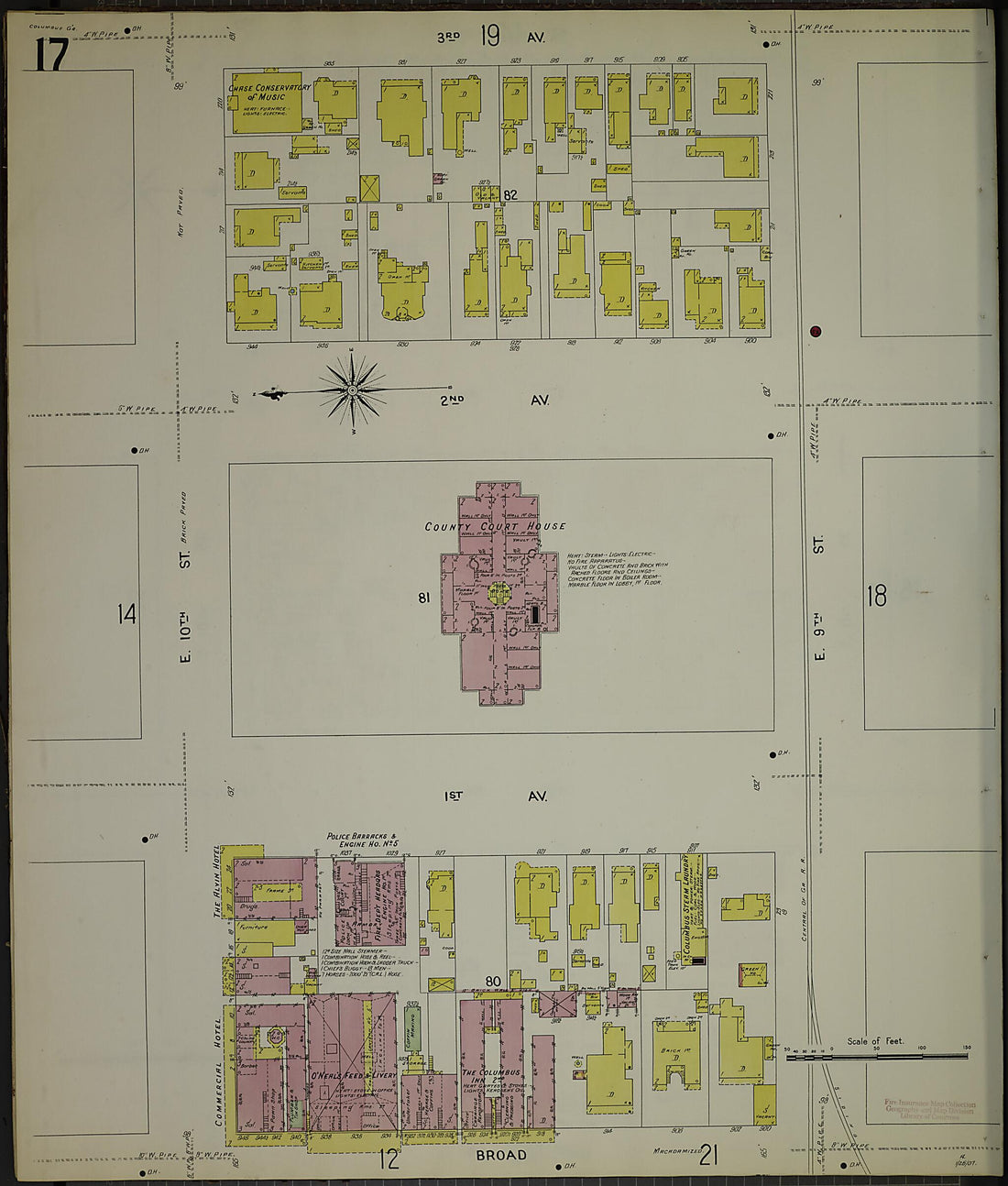 This old map of Columbus, Muscogee County, Georgia was created by Sanborn Map Company in 1907