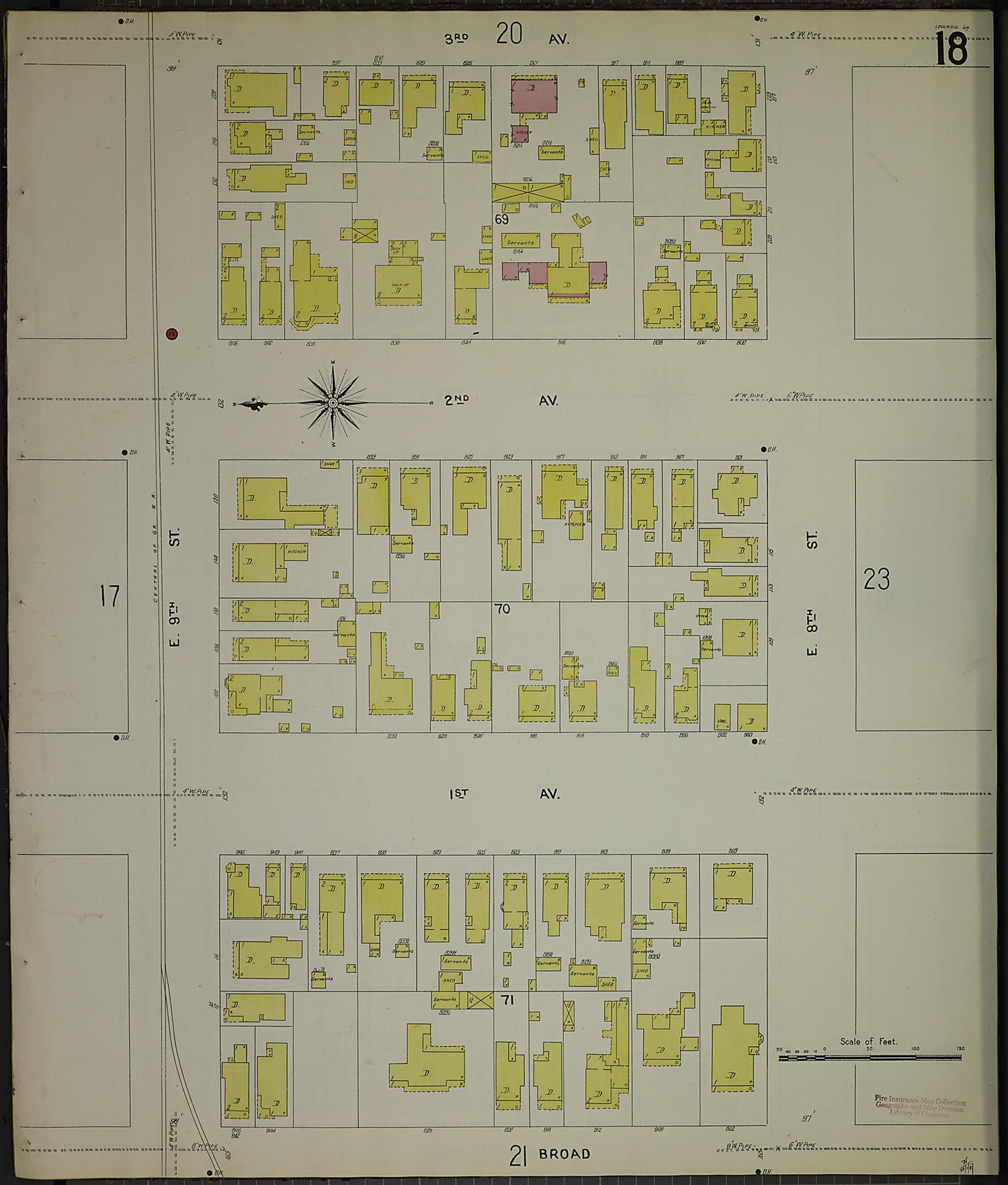 This old map of Columbus, Muscogee County, Georgia was created by Sanborn Map Company in 1907