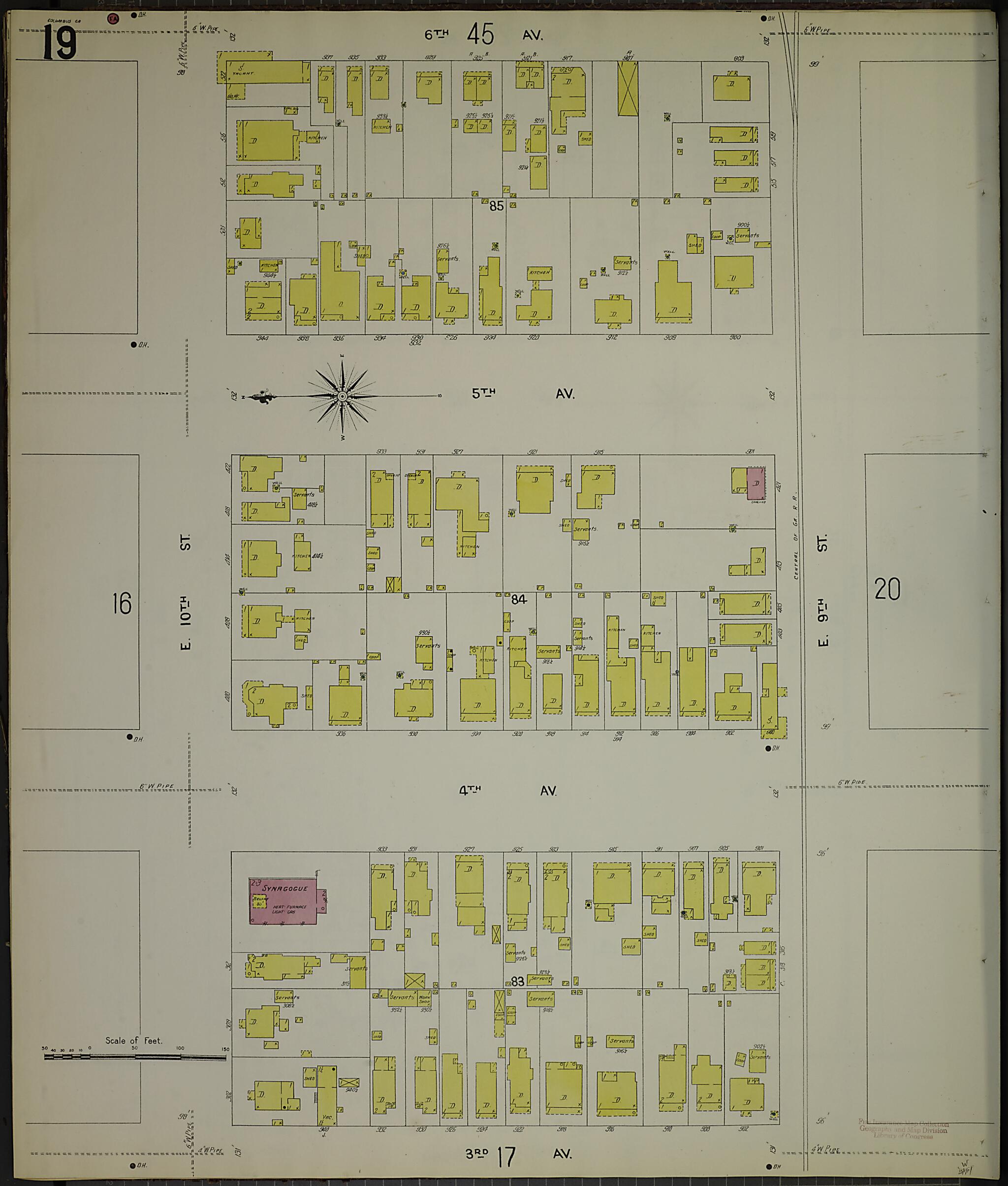 This old map of Columbus, Muscogee County, Georgia was created by Sanborn Map Company in 1907