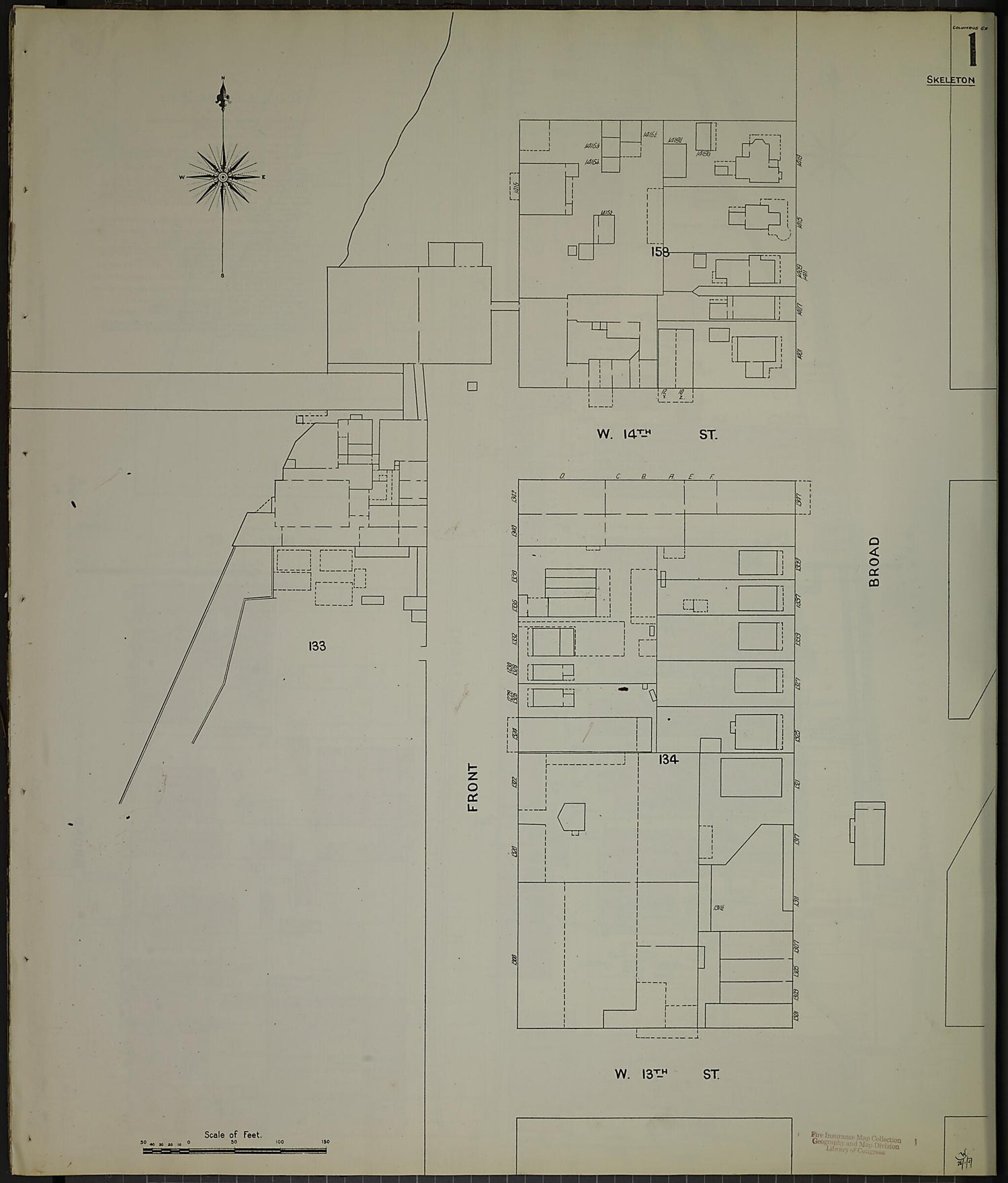 This old map of Columbus, Muscogee County, Georgia was created by Sanborn Map Company in 1907