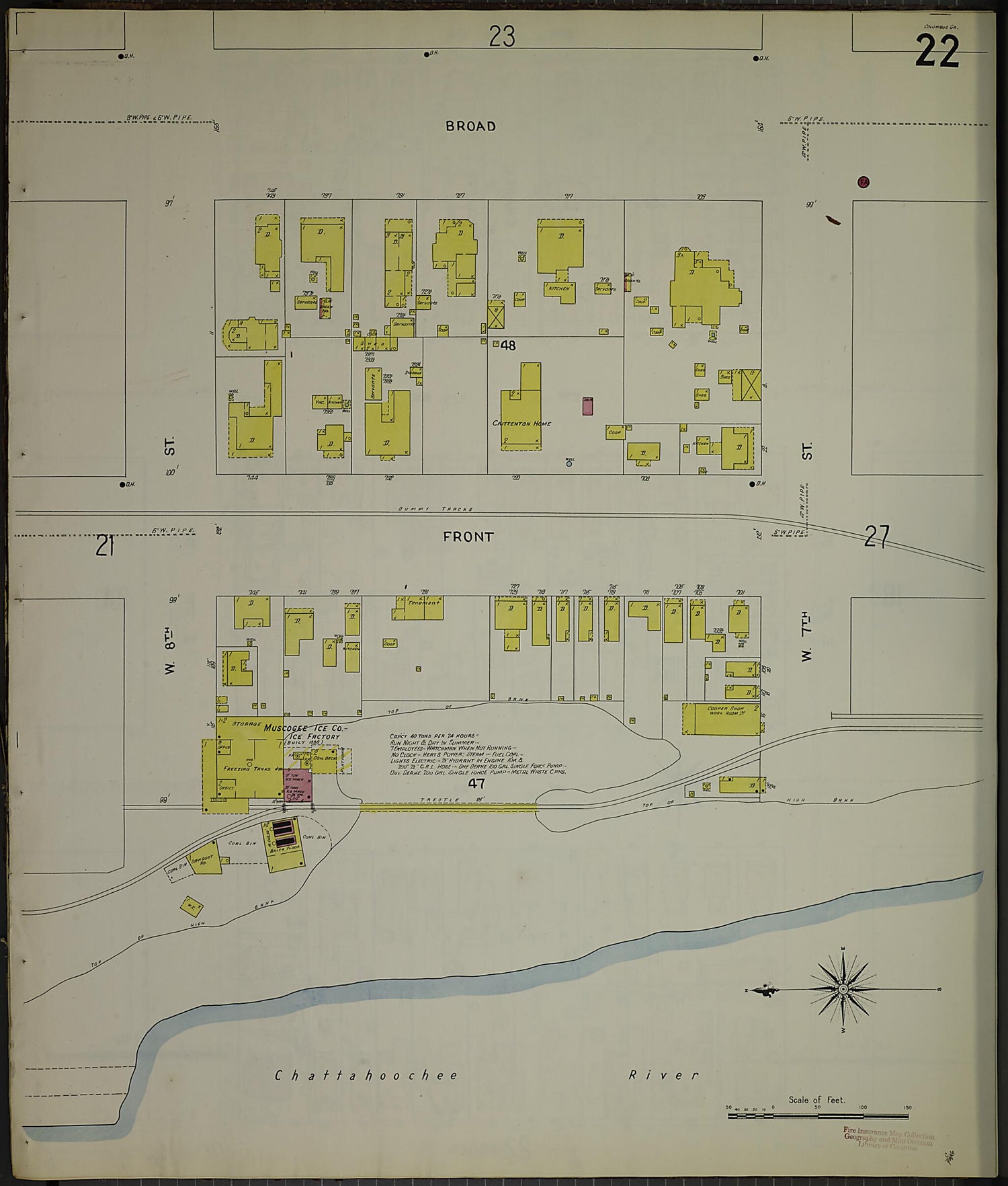 This old map of Columbus, Muscogee County, Georgia was created by Sanborn Map Company in 1907