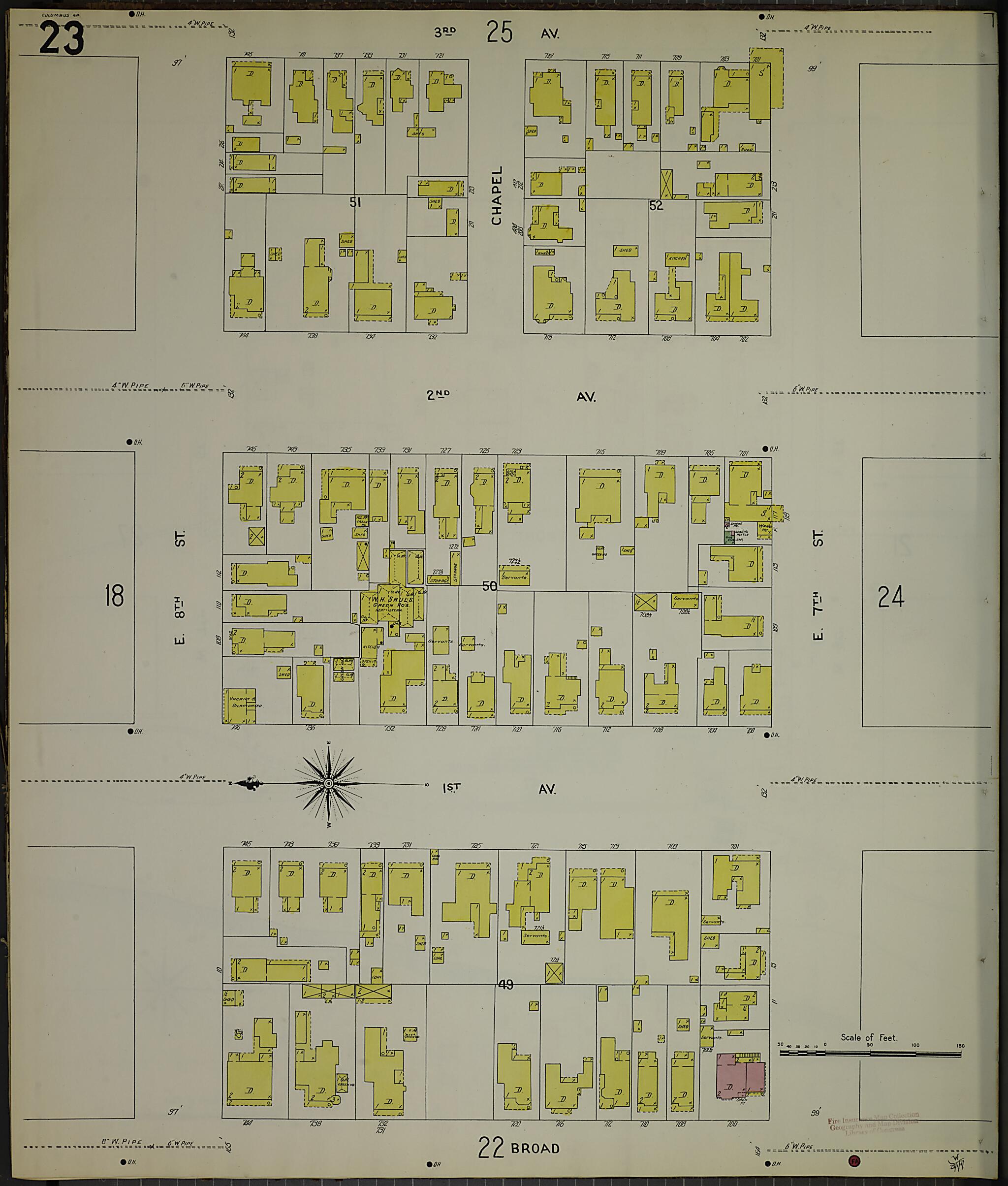 This old map of Columbus, Muscogee County, Georgia was created by Sanborn Map Company in 1907