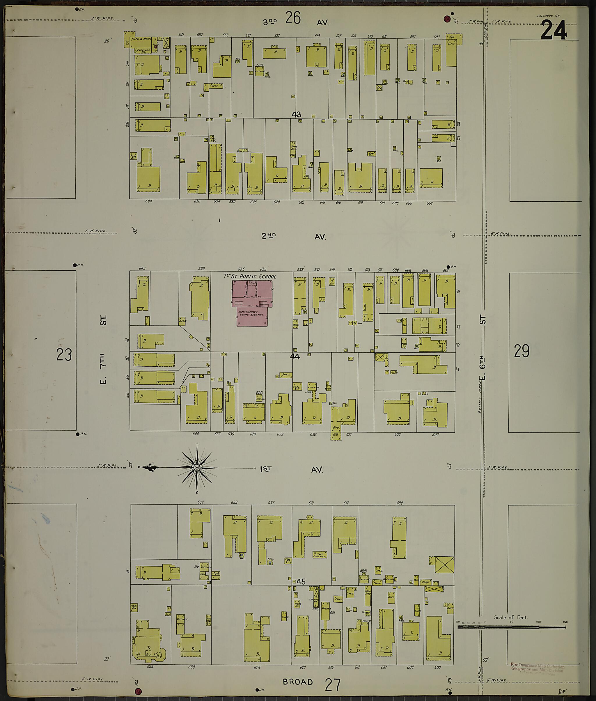 This old map of Columbus, Muscogee County, Georgia was created by Sanborn Map Company in 1907