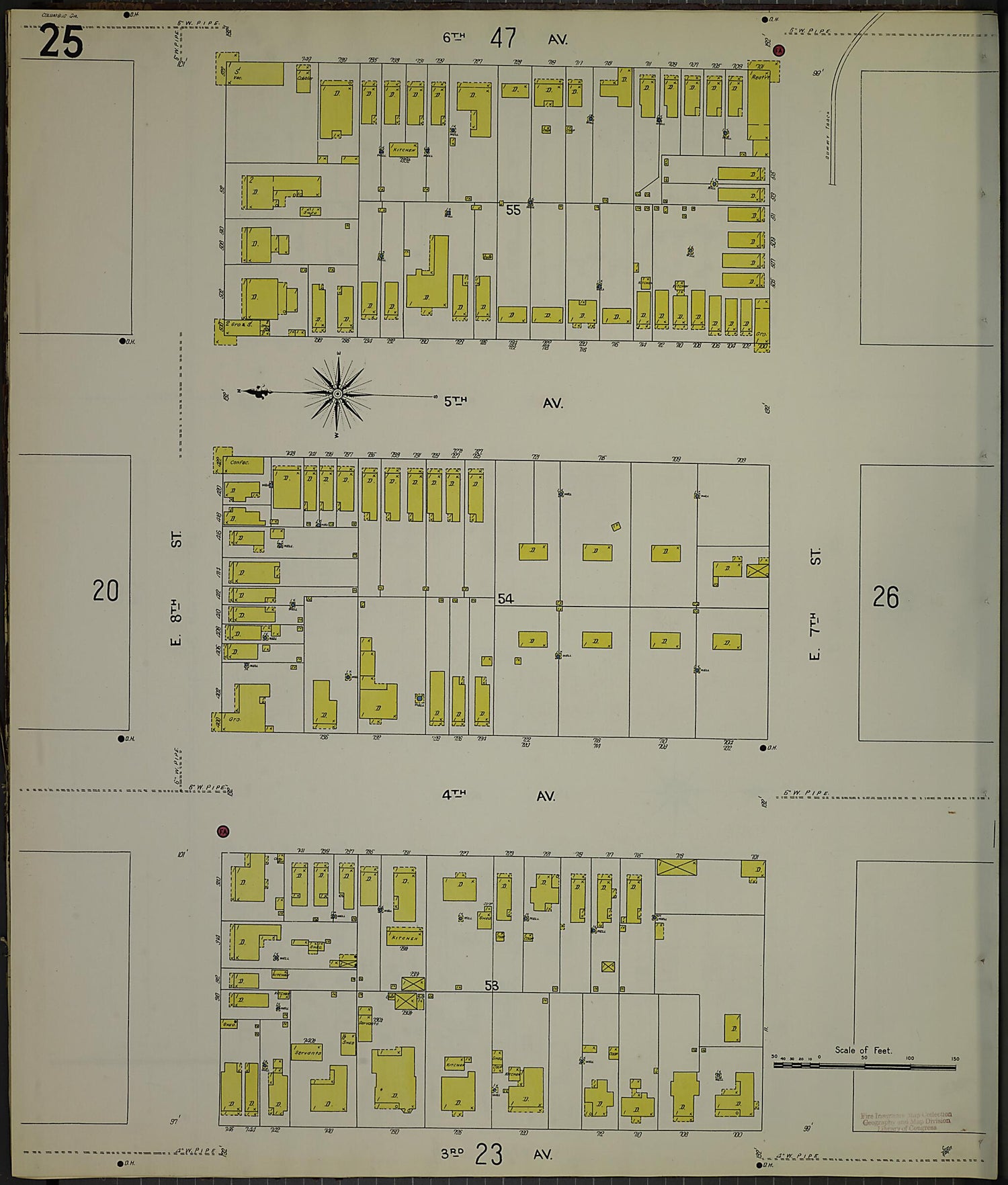 This old map of Columbus, Muscogee County, Georgia was created by Sanborn Map Company in 1907