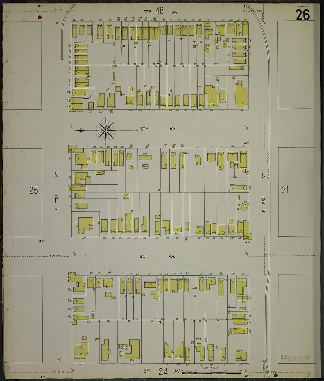 This old map of Columbus, Muscogee County, Georgia was created by Sanborn Map Company in 1907