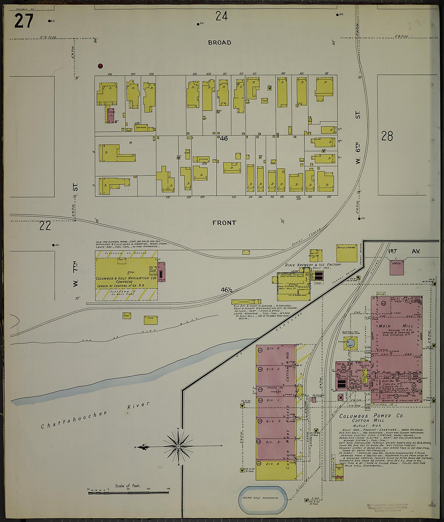 This old map of Columbus, Muscogee County, Georgia was created by Sanborn Map Company in 1907