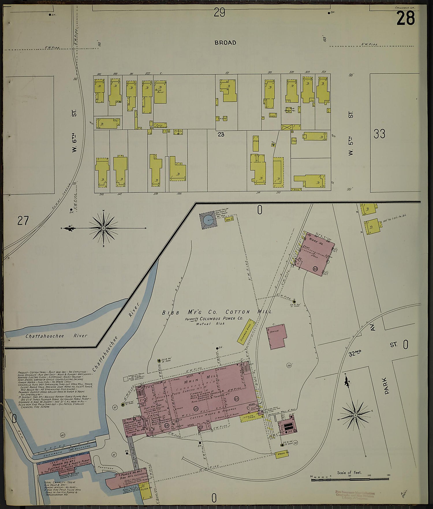 This old map of Columbus, Muscogee County, Georgia was created by Sanborn Map Company in 1907