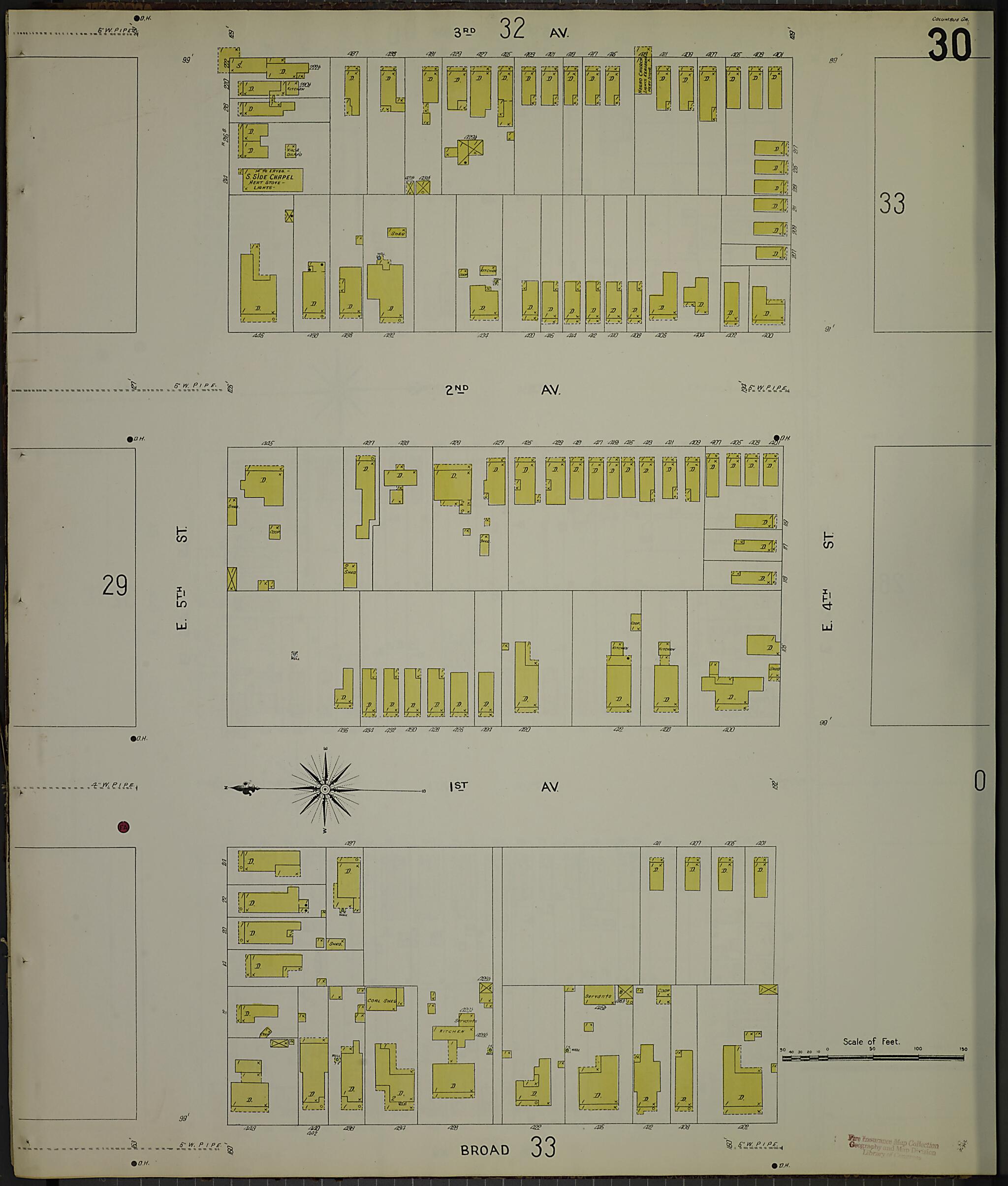 This old map of Columbus, Muscogee County, Georgia was created by Sanborn Map Company in 1907