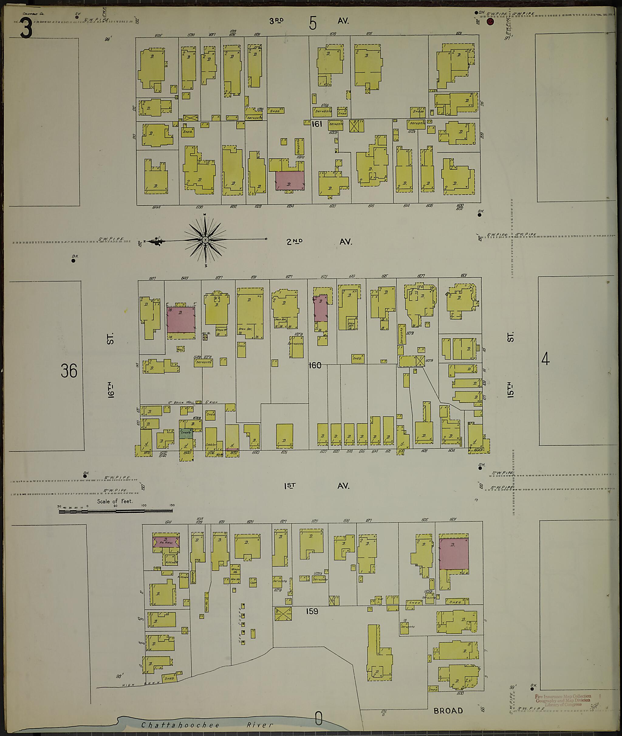 This old map of Columbus, Muscogee County, Georgia was created by Sanborn Map Company in 1907