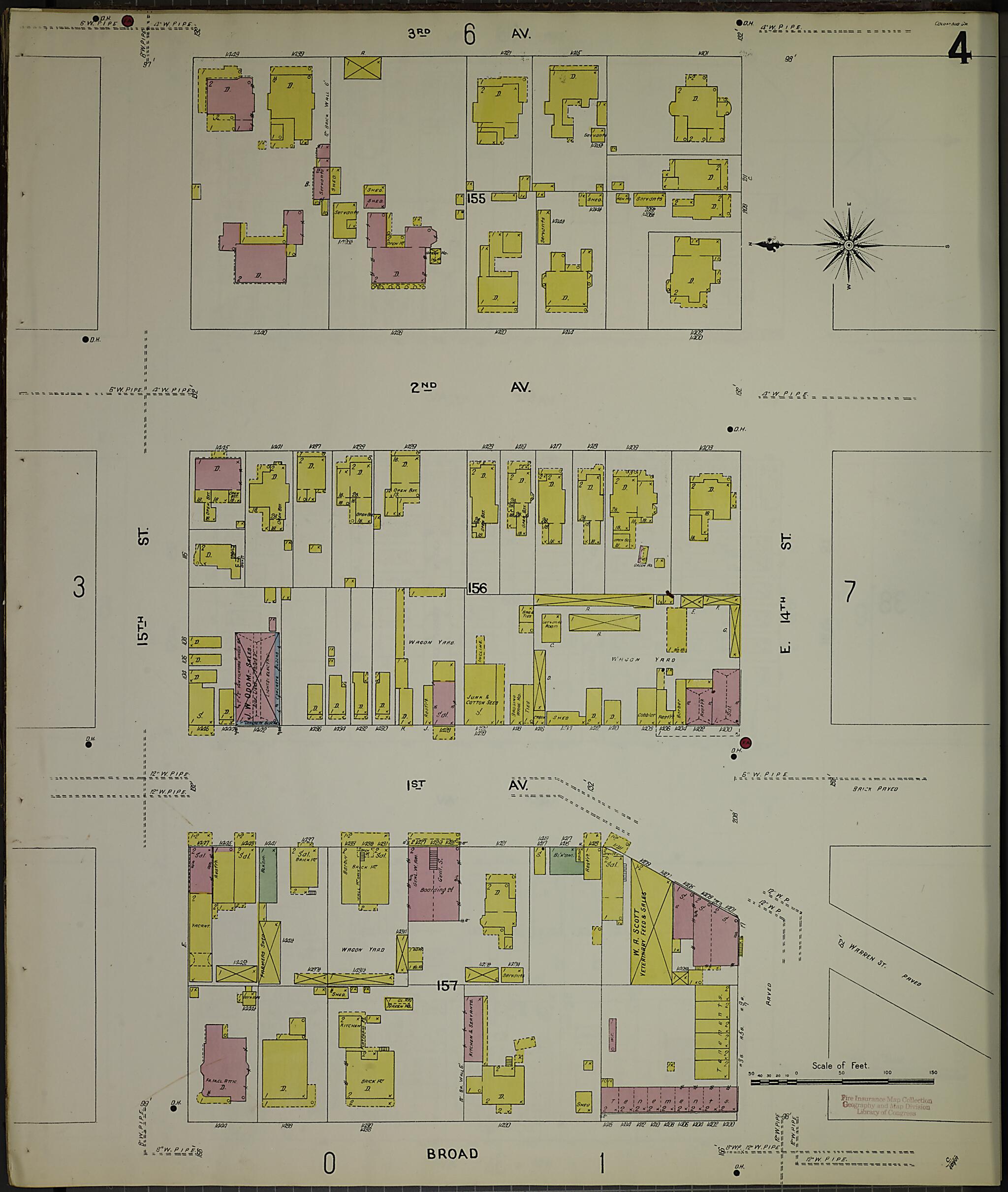 This old map of Columbus, Muscogee County, Georgia was created by Sanborn Map Company in 1907