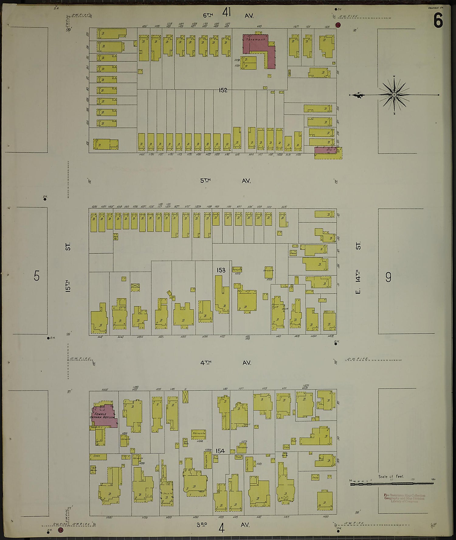 This old map of Columbus, Muscogee County, Georgia was created by Sanborn Map Company in 1907