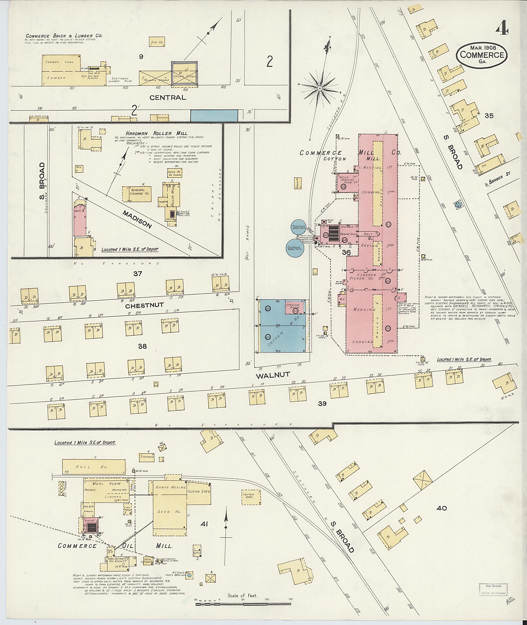 This old map of Commerce, Jackson County, Georgia was created by Sanborn Map Company in 1908