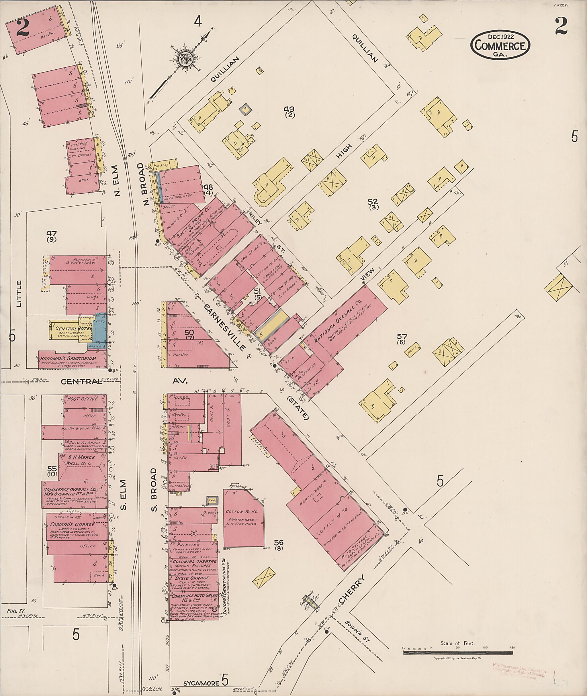 This old map of Commerce, Jackson County, Georgia was created by Sanborn Map Company in 1922