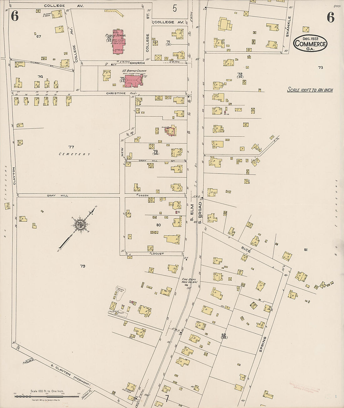 This old map of Commerce, Jackson County, Georgia was created by Sanborn Map Company in 1922