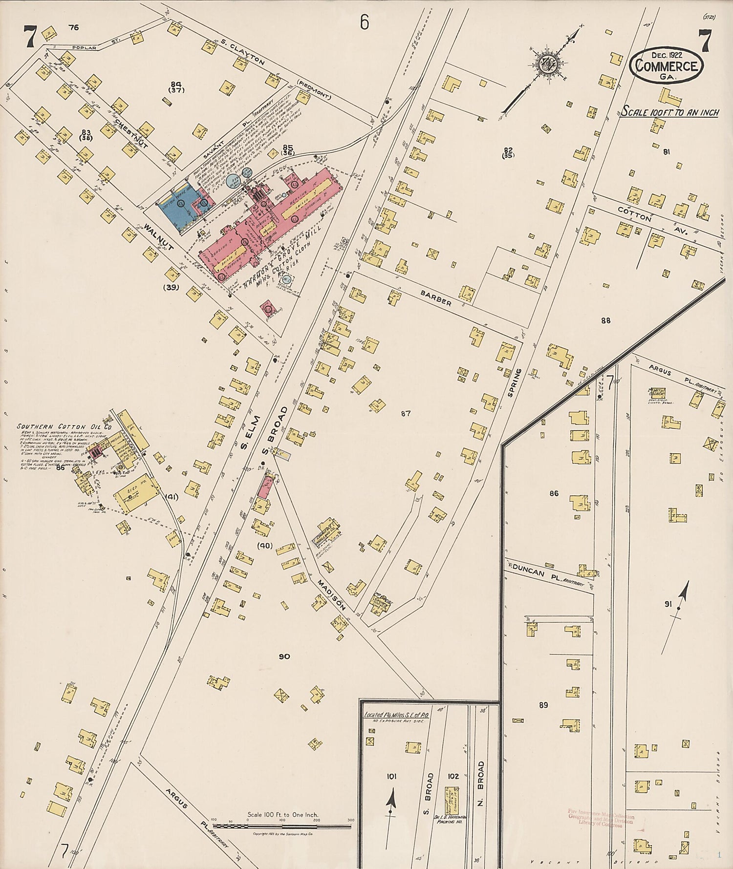 This old map of Commerce, Jackson County, Georgia was created by Sanborn Map Company in 1922