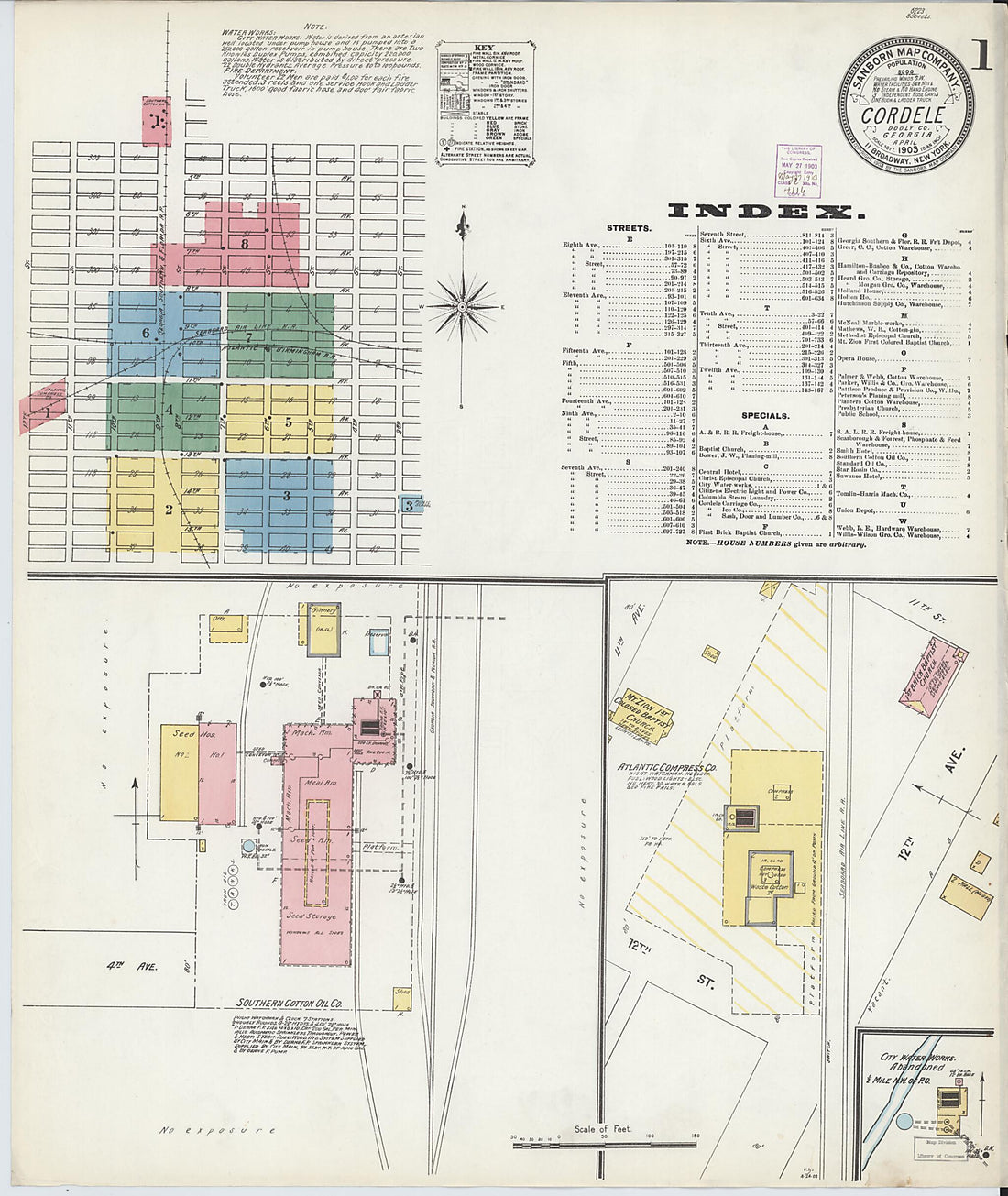 This old map of Cordele, Crisp County, Georgia was created by Sanborn Map Company in 1903