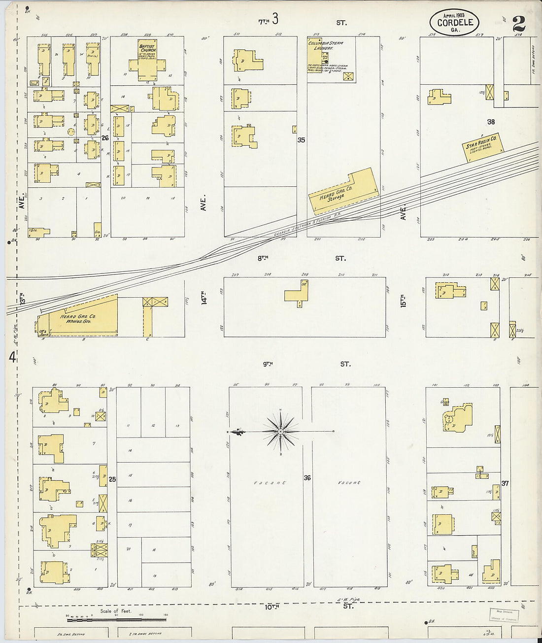 This old map of Cordele, Crisp County, Georgia was created by Sanborn Map Company in 1903