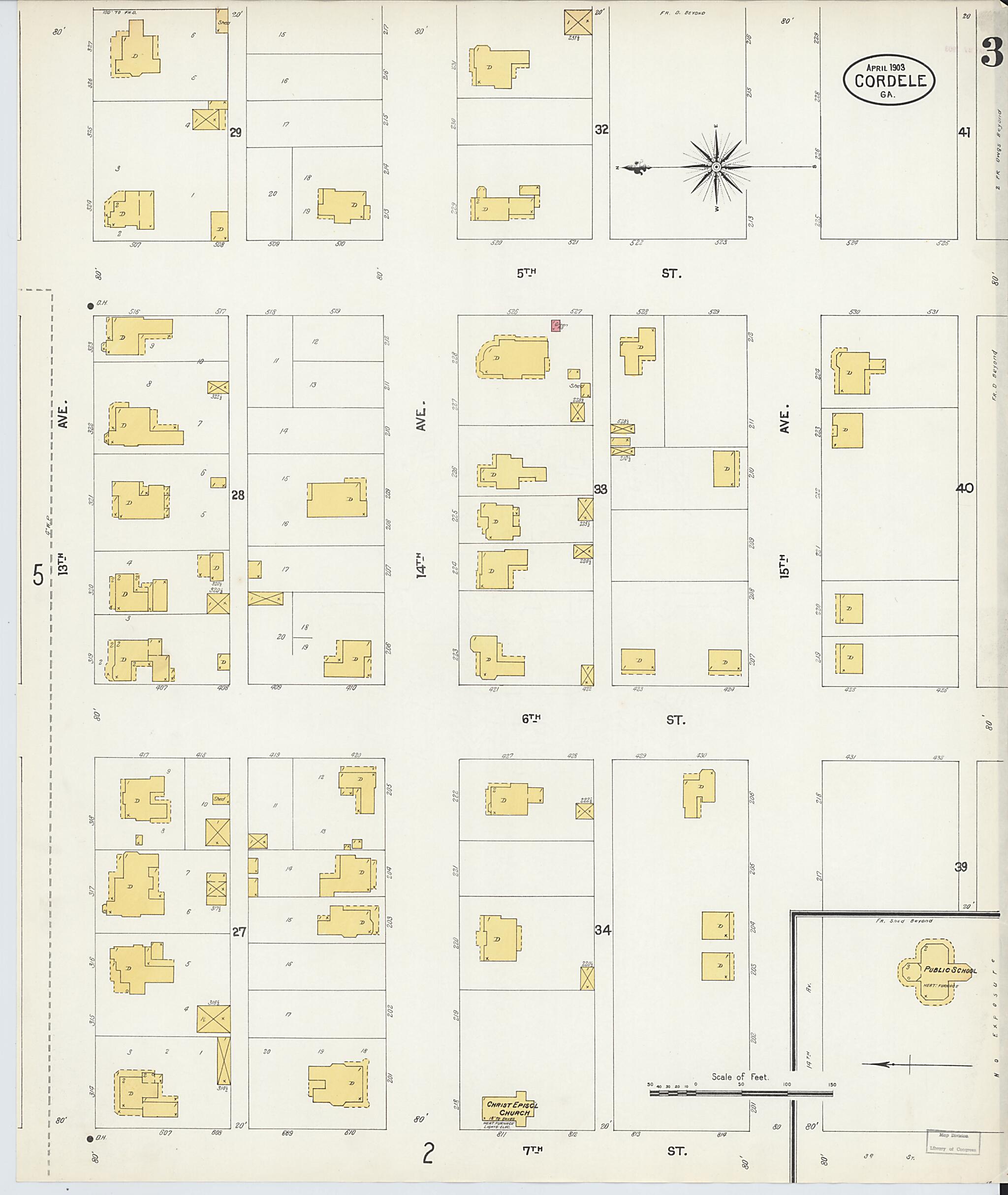 This old map of Cordele, Crisp County, Georgia was created by Sanborn Map Company in 1903