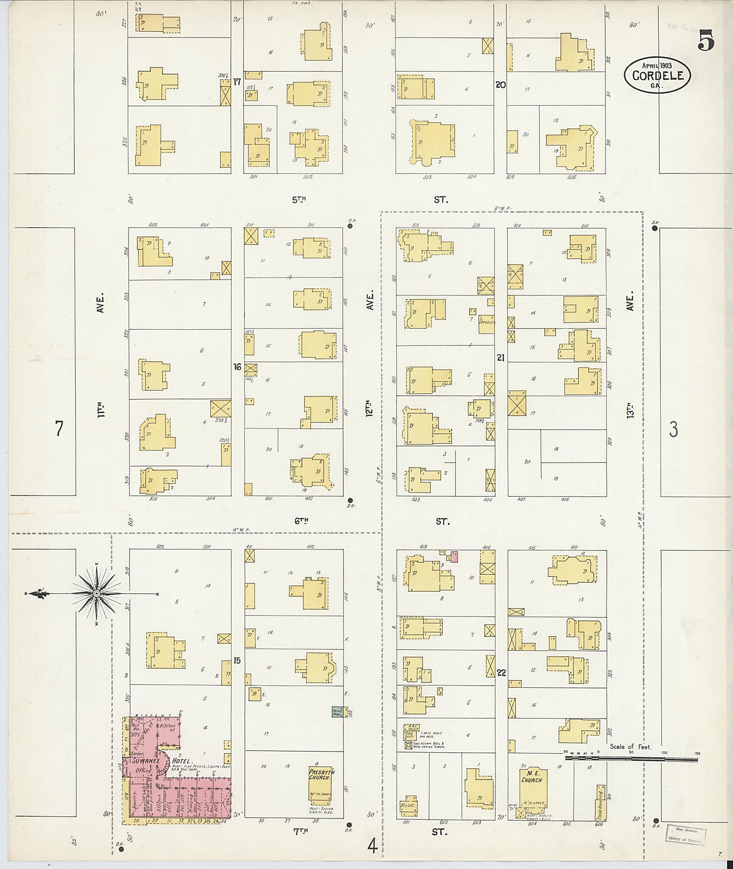 This old map of Cordele, Crisp County, Georgia was created by Sanborn Map Company in 1903