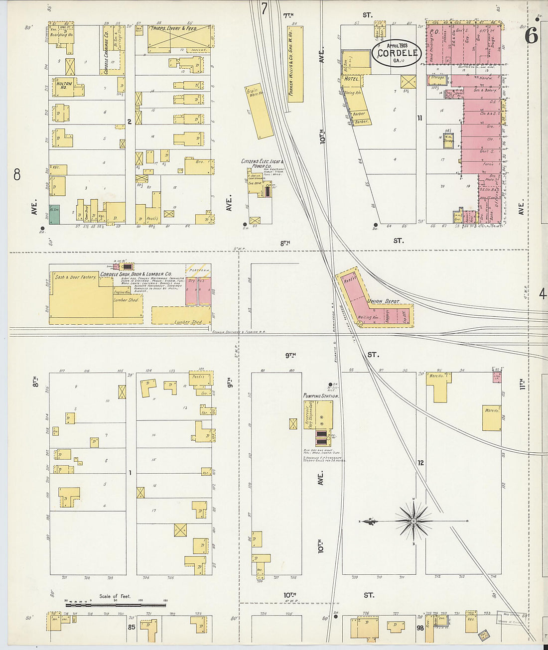 This old map of Cordele, Crisp County, Georgia was created by Sanborn Map Company in 1903