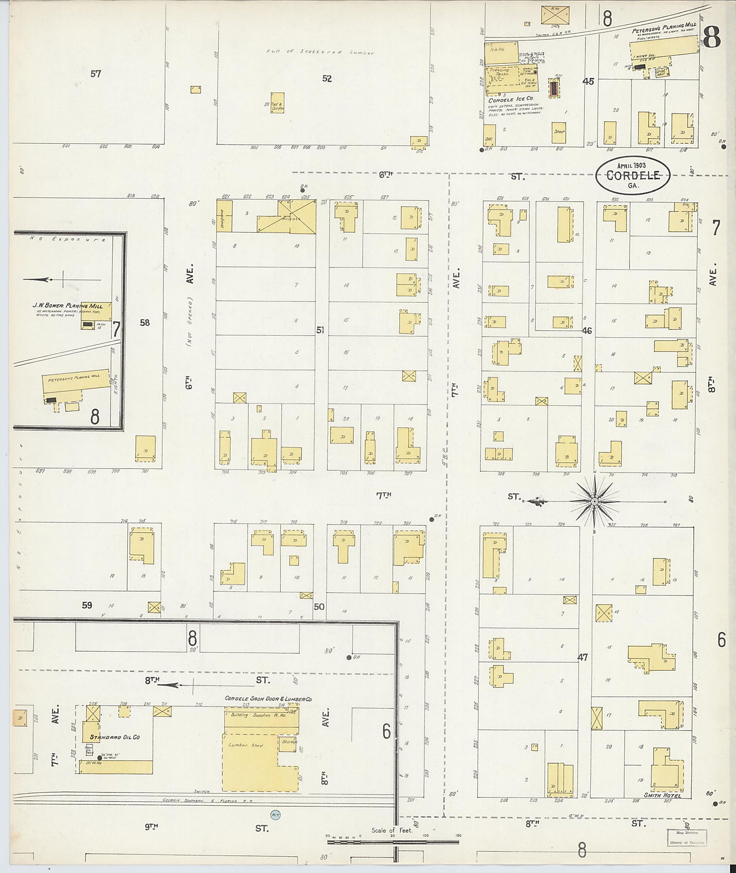 This old map of Cordele, Crisp County, Georgia was created by Sanborn Map Company in 1903