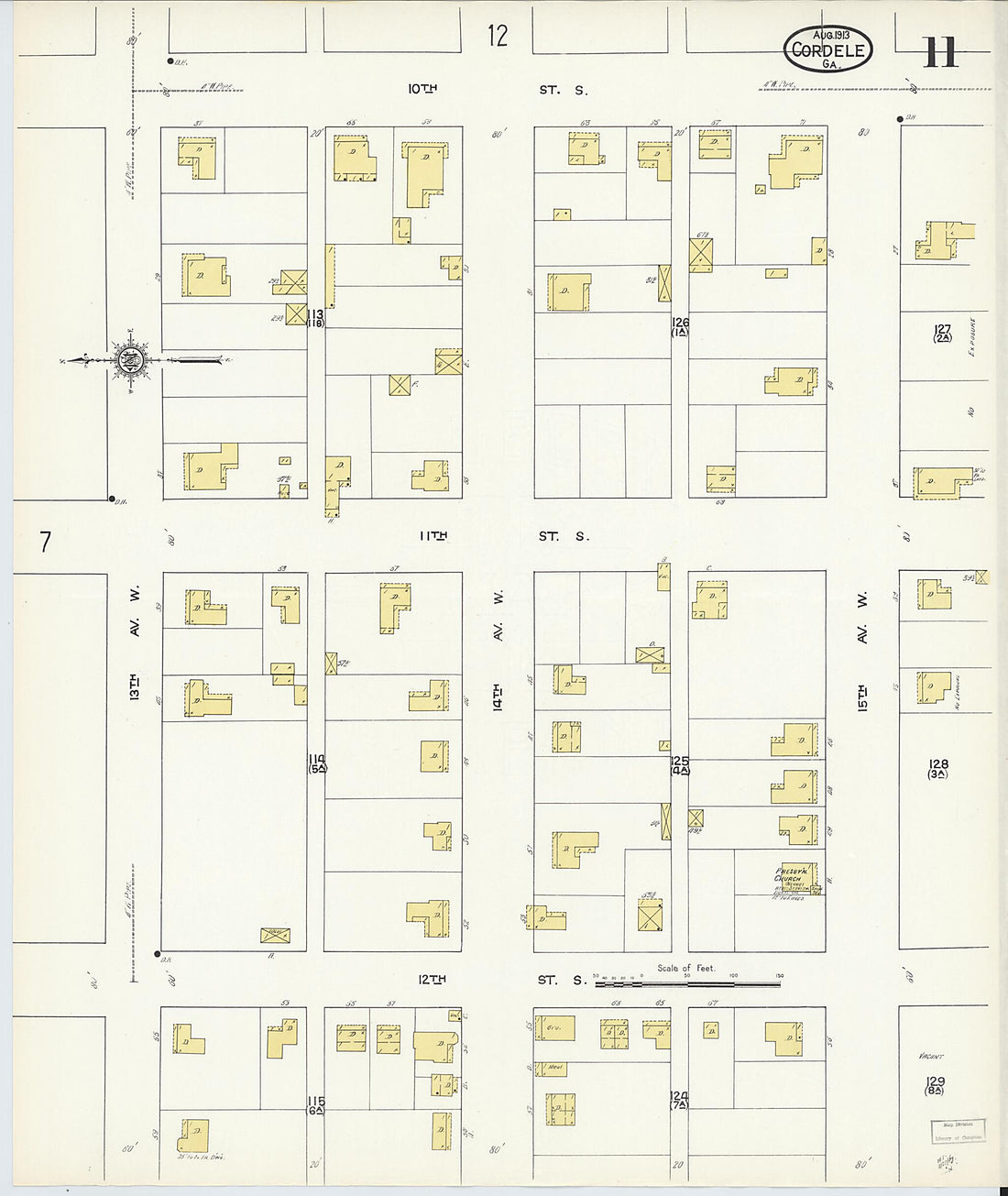 This old map of Cordele, Crisp County, Georgia was created by Sanborn Map Company in 1913