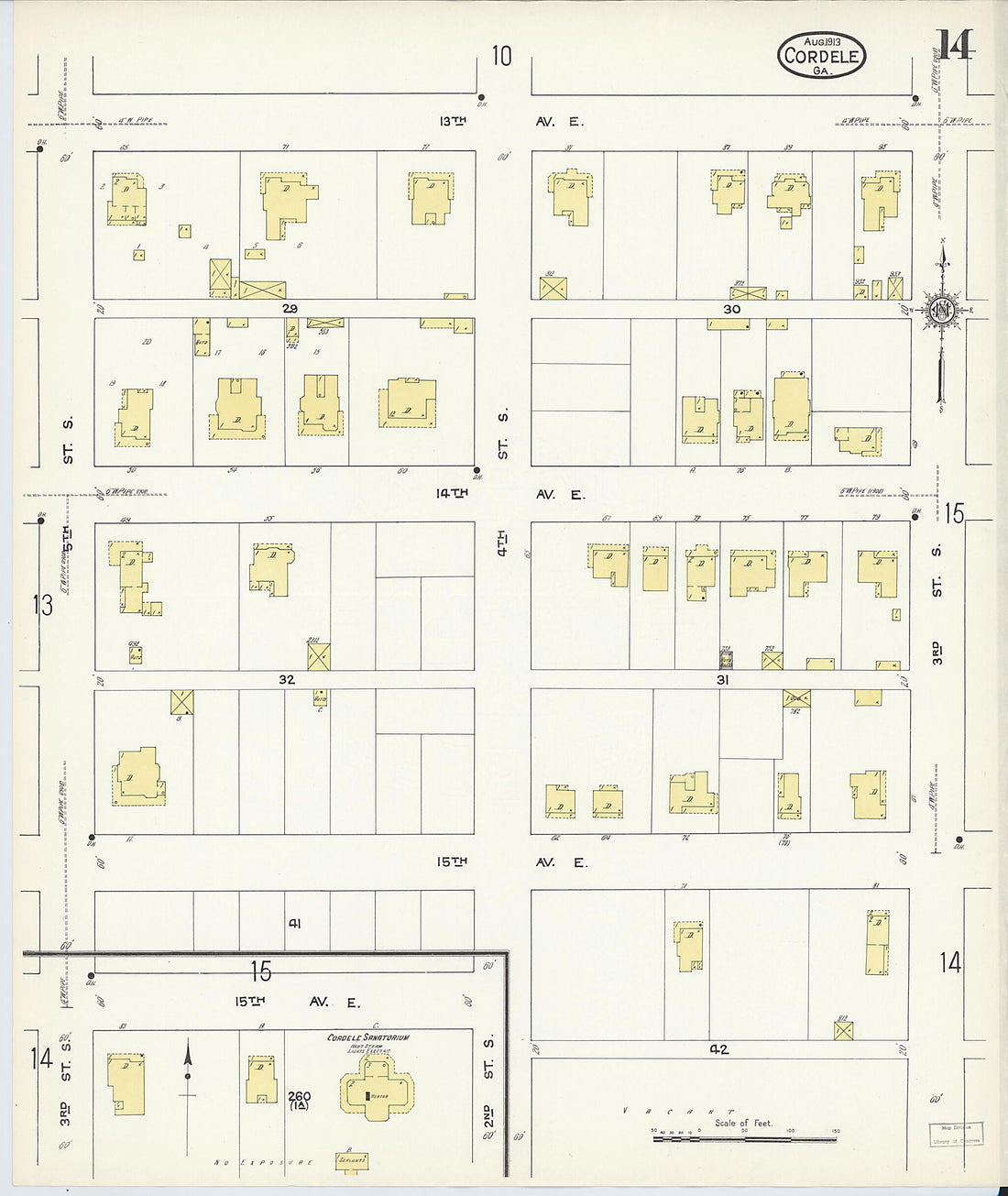 This old map of Cordele, Crisp County, Georgia was created by Sanborn Map Company in 1913