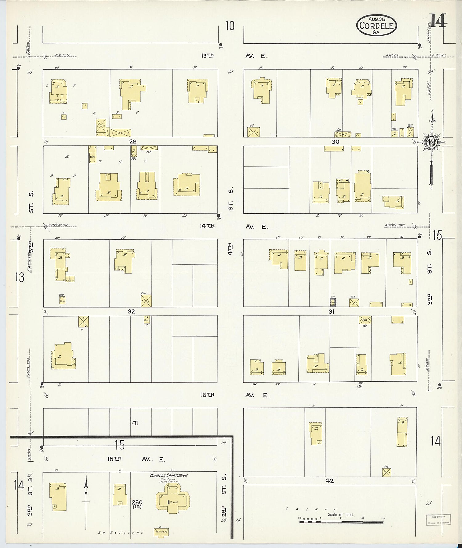 This old map of Cordele, Crisp County, Georgia was created by Sanborn Map Company in 1913