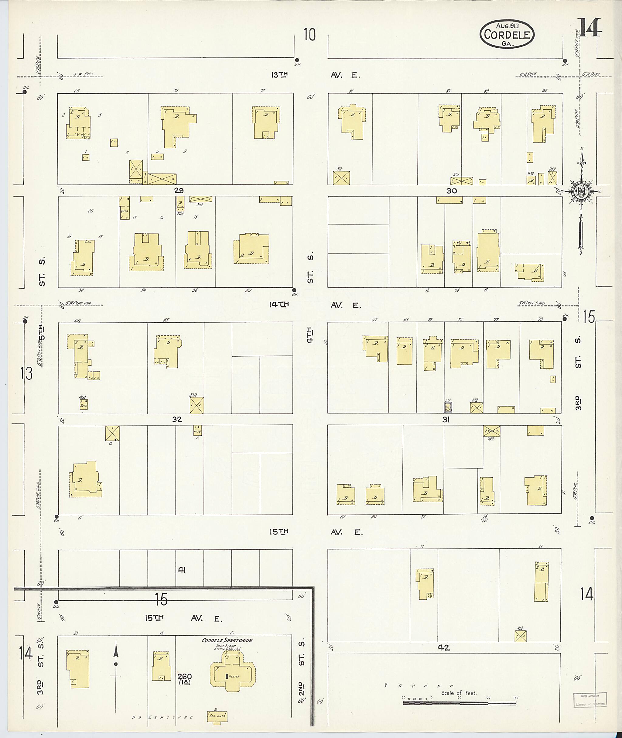 This old map of Cordele, Crisp County, Georgia was created by Sanborn Map Company in 1913