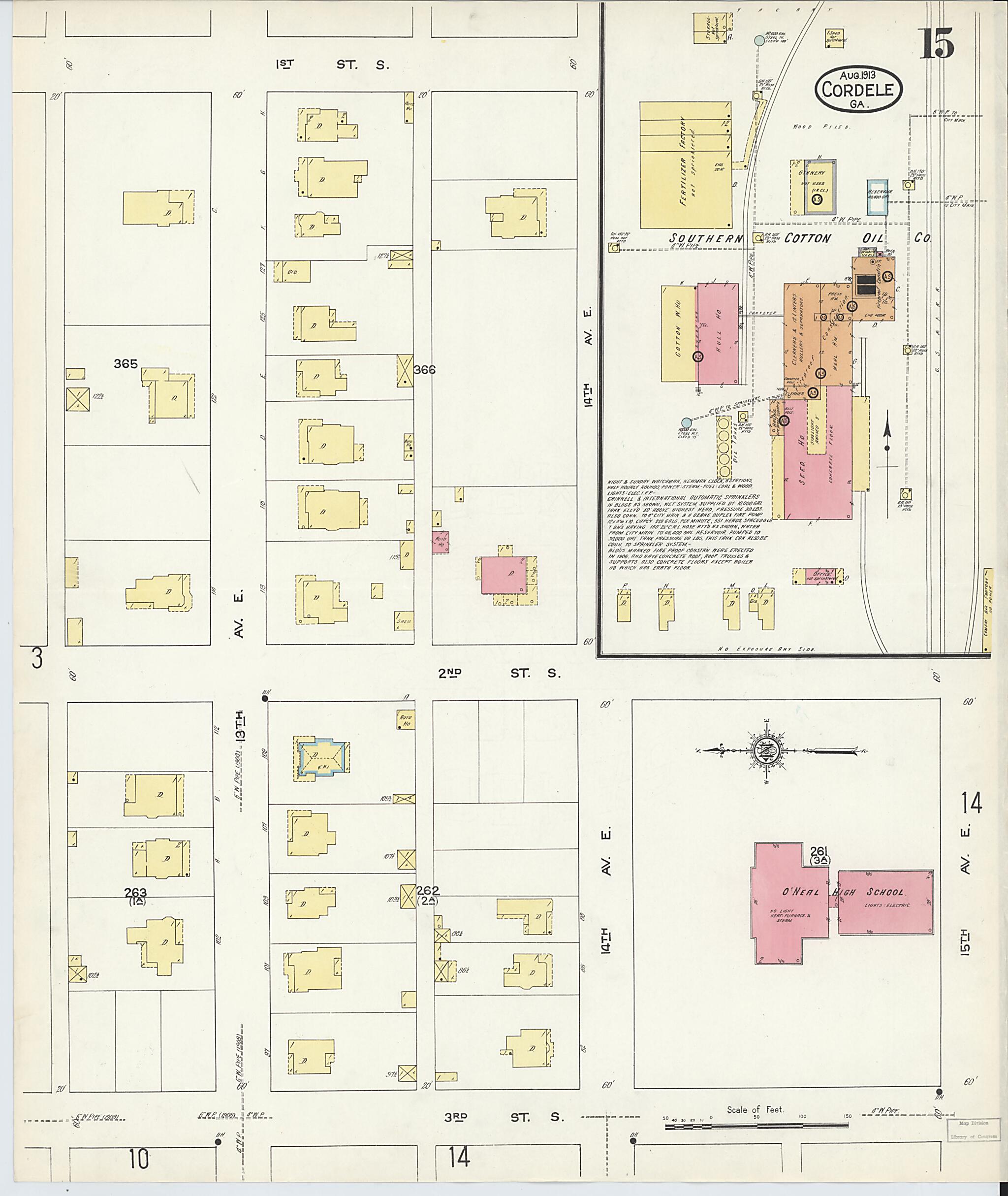 This old map of Cordele, Crisp County, Georgia was created by Sanborn Map Company in 1913