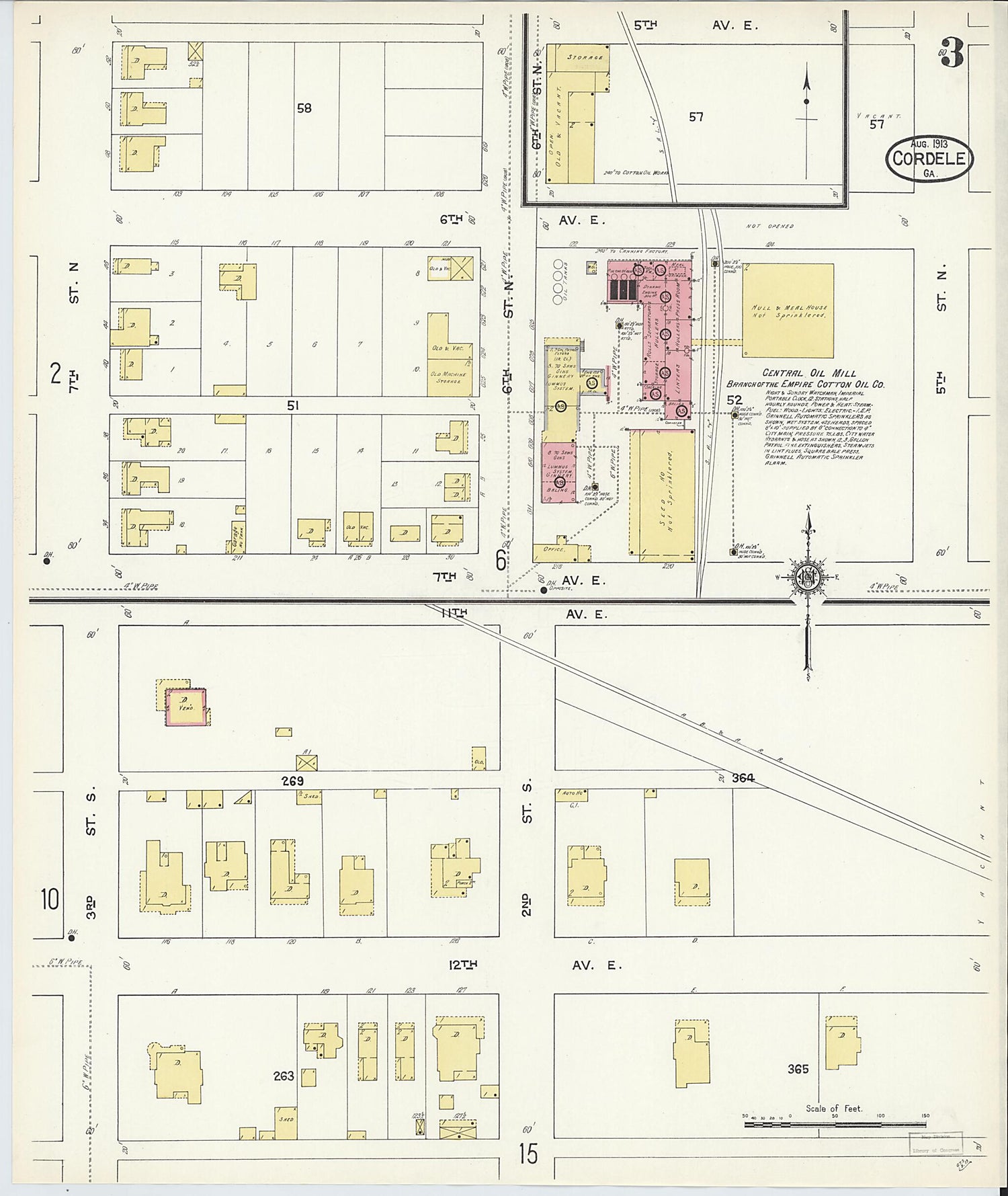 This old map of Cordele, Crisp County, Georgia was created by Sanborn Map Company in 1913