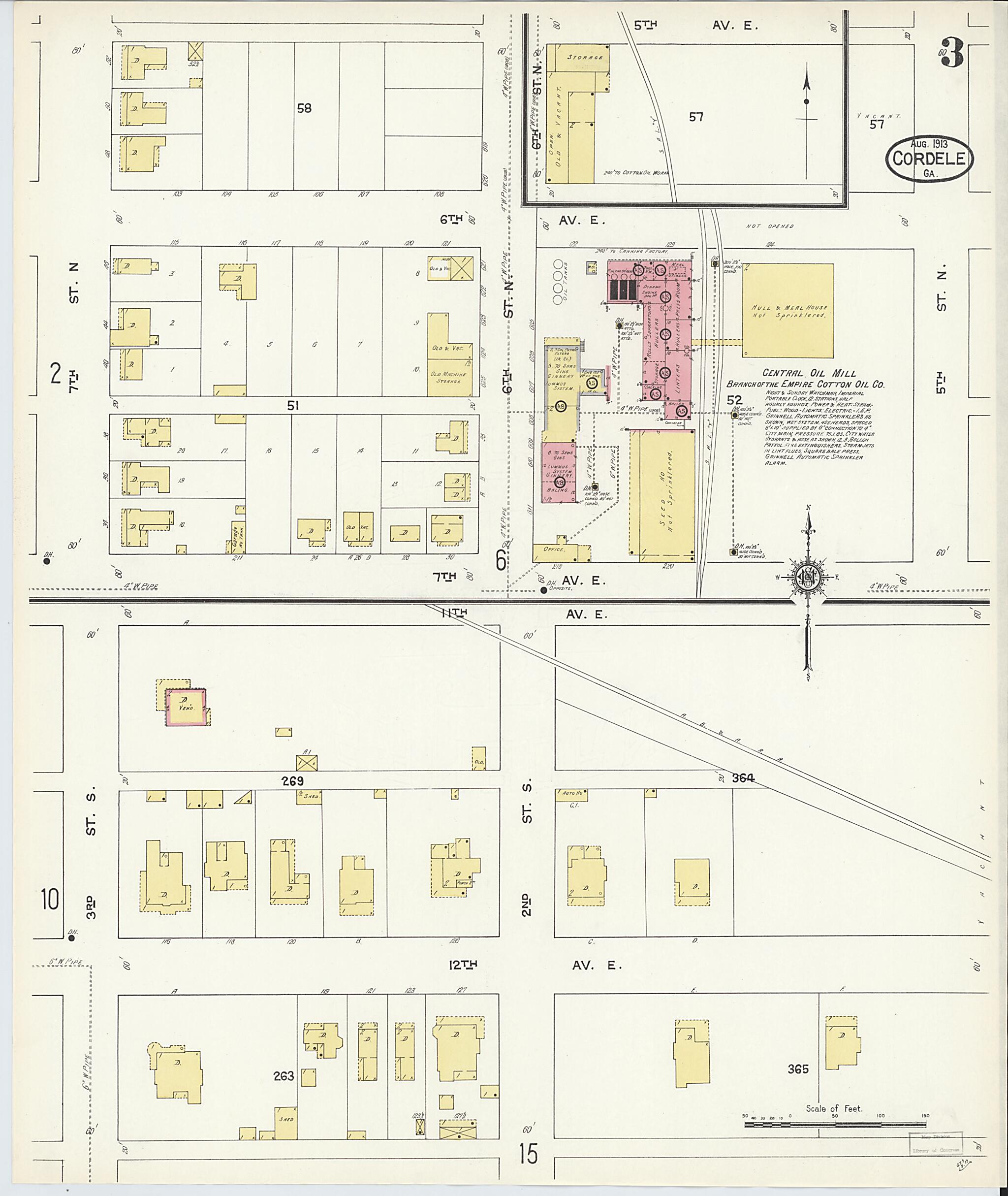 This old map of Cordele, Crisp County, Georgia was created by Sanborn Map Company in 1913