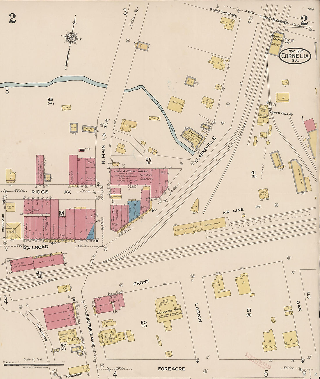 This old map of Cornelia, Habersbam County, Georgia was created by Sanborn Map Company in 1922