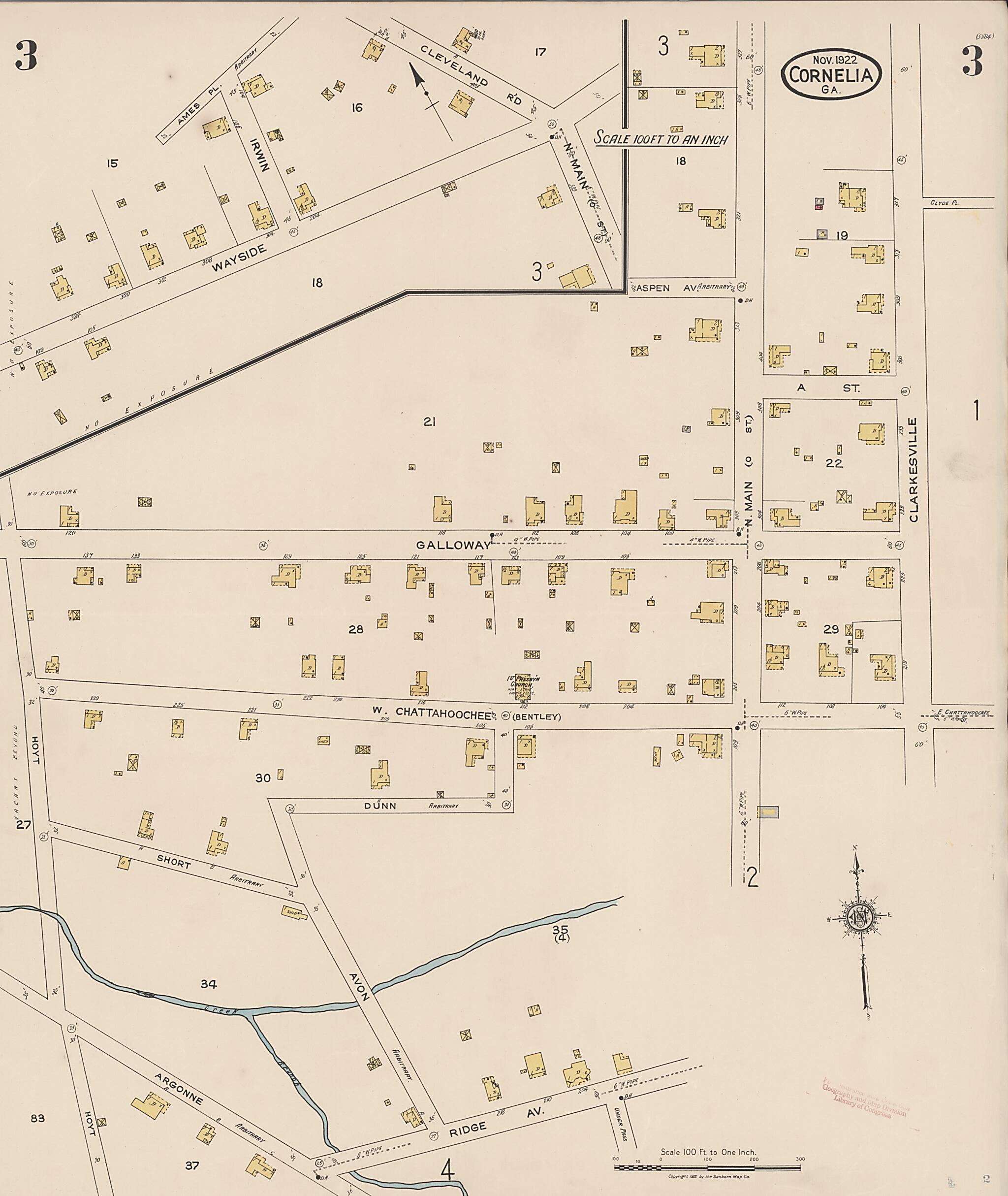 This old map of Cornelia, Habersbam County, Georgia was created by Sanborn Map Company in 1922