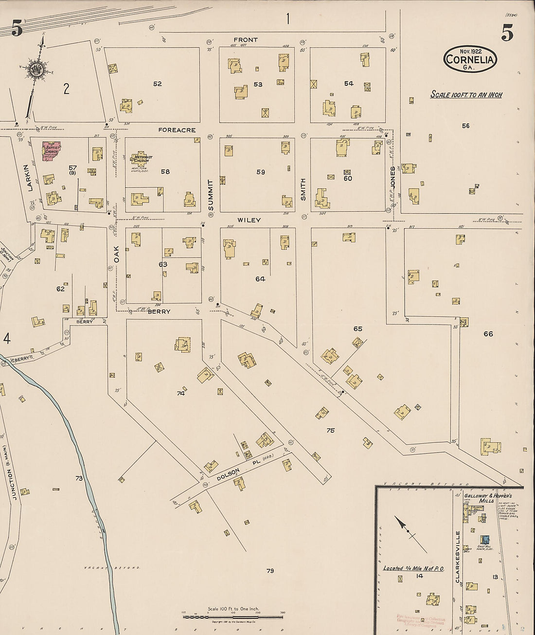 This old map of Cornelia, Habersbam County, Georgia was created by Sanborn Map Company in 1922