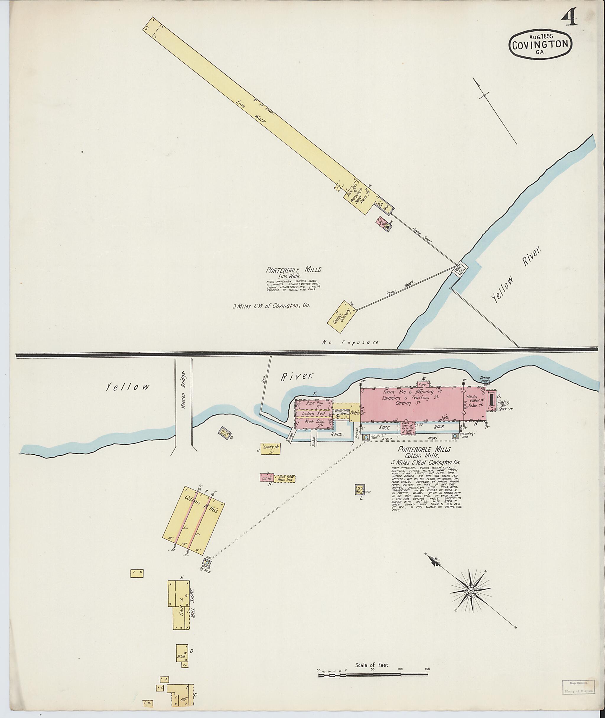 This old map of Covington, Newton County, Georgia was created by Sanborn Map Company in 1895